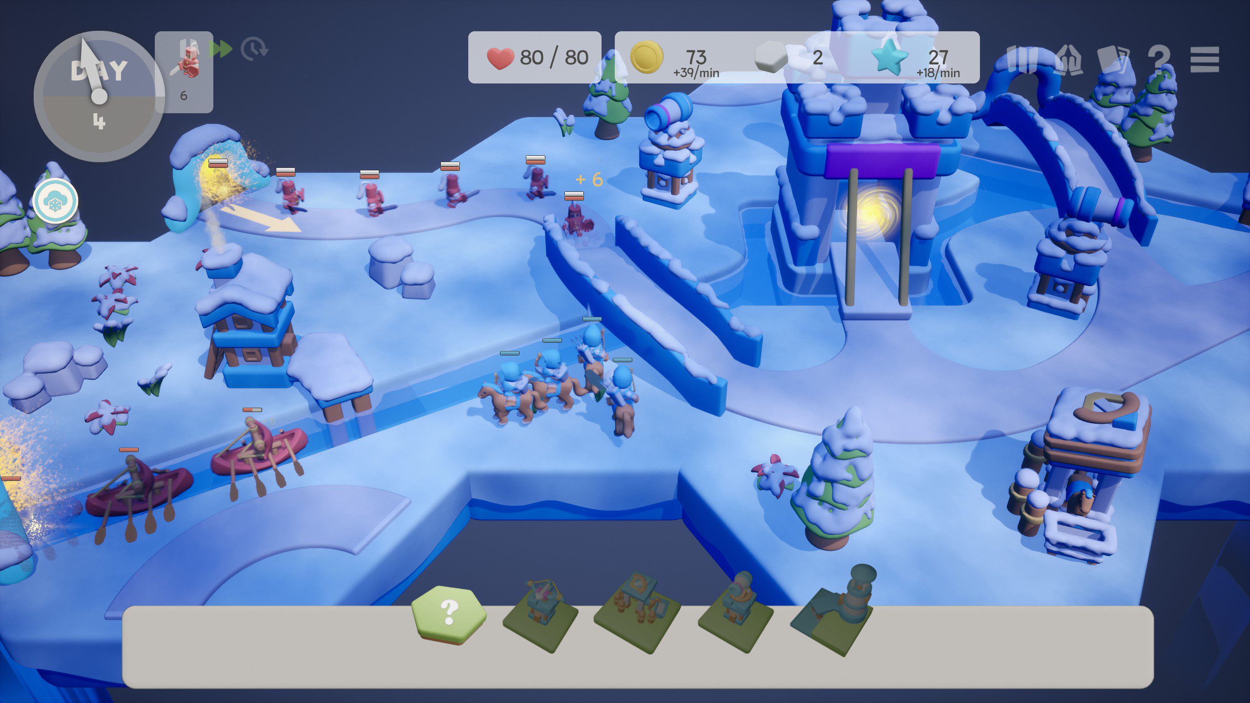 Hexguardian, horse archers on a snowy map