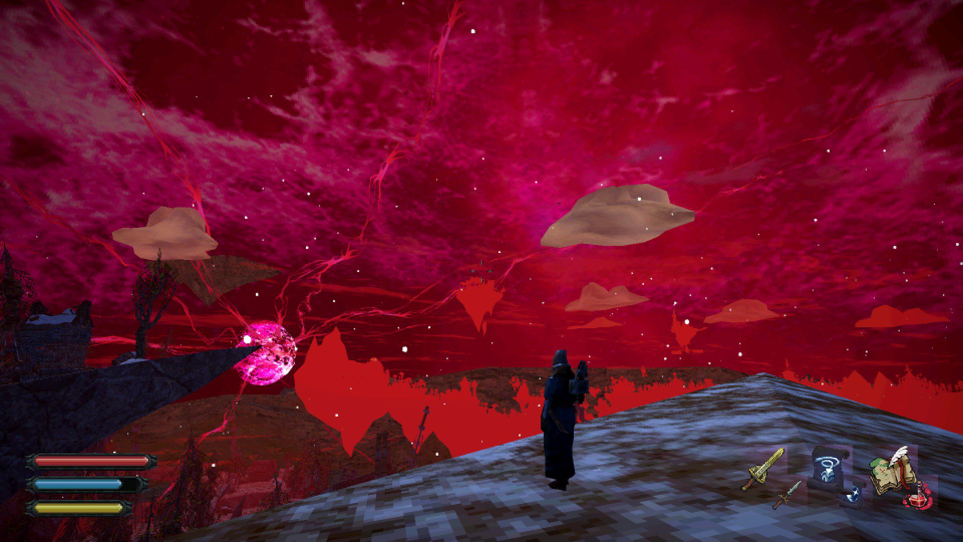 DreDePanorama An armored person looking over a cliff