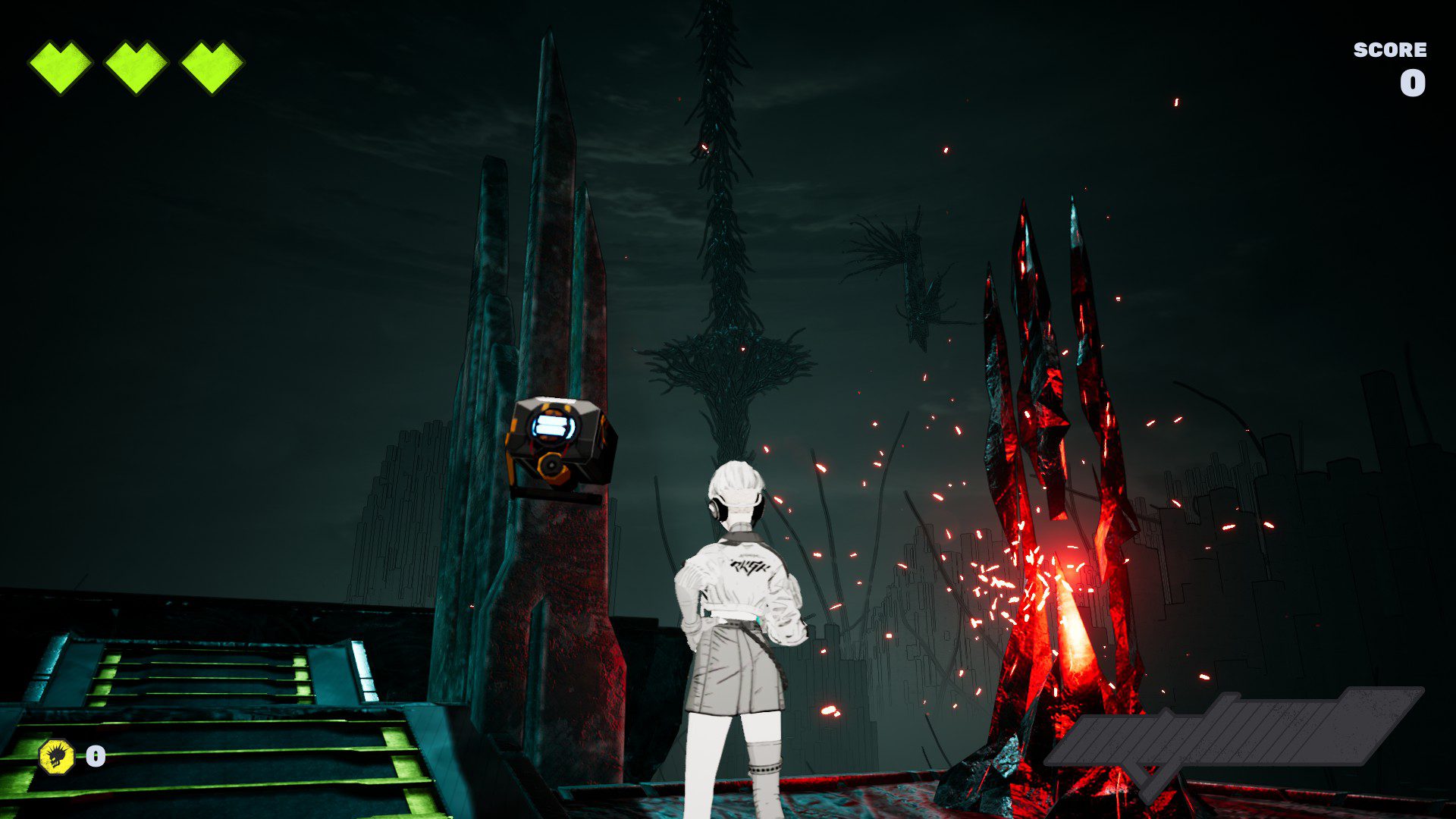 A dark virtual world with dark tentacles in the background