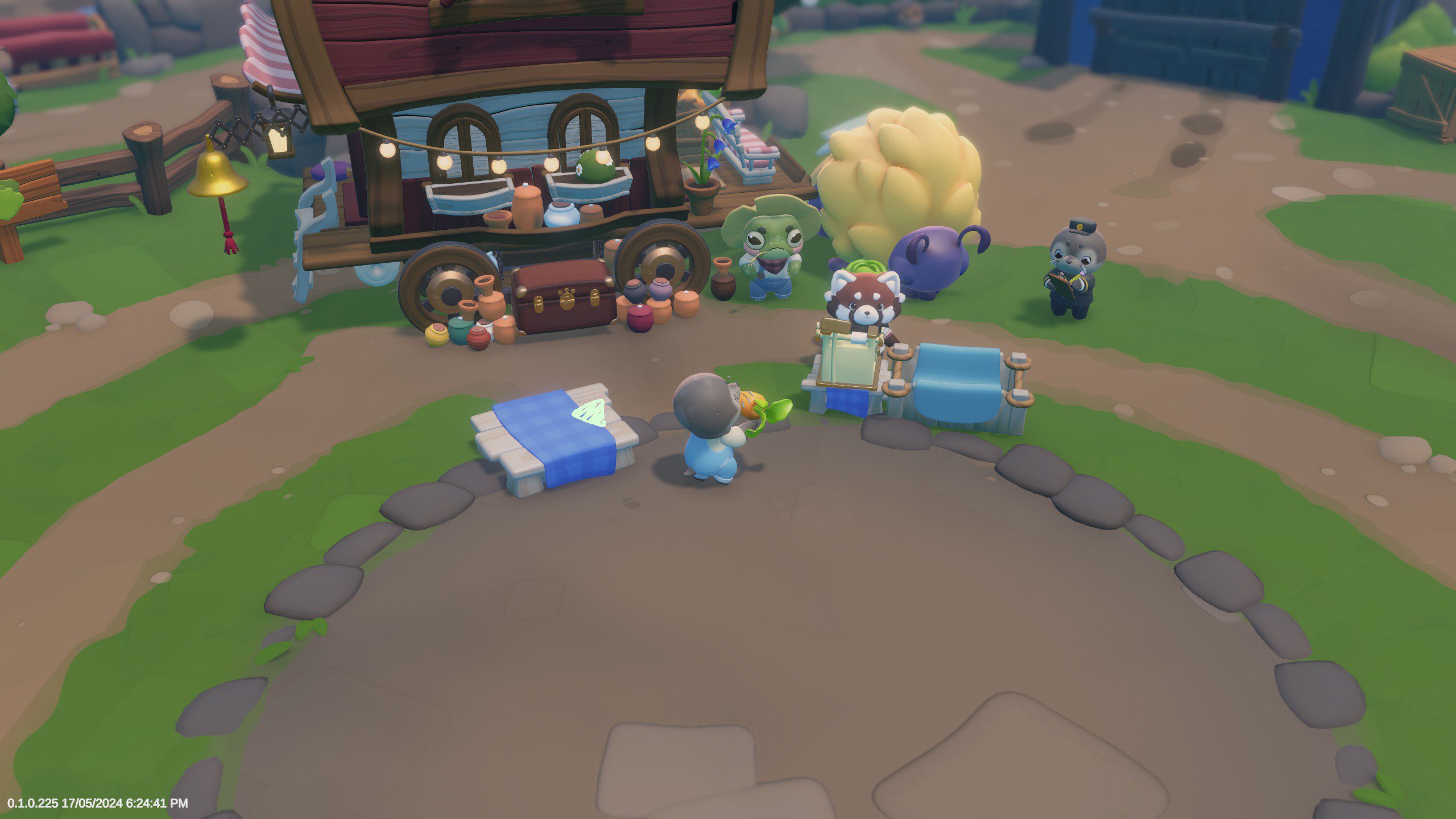 Cozy Caravan Screenshot 03 Cozy Caravan setting up market in a small rural square.