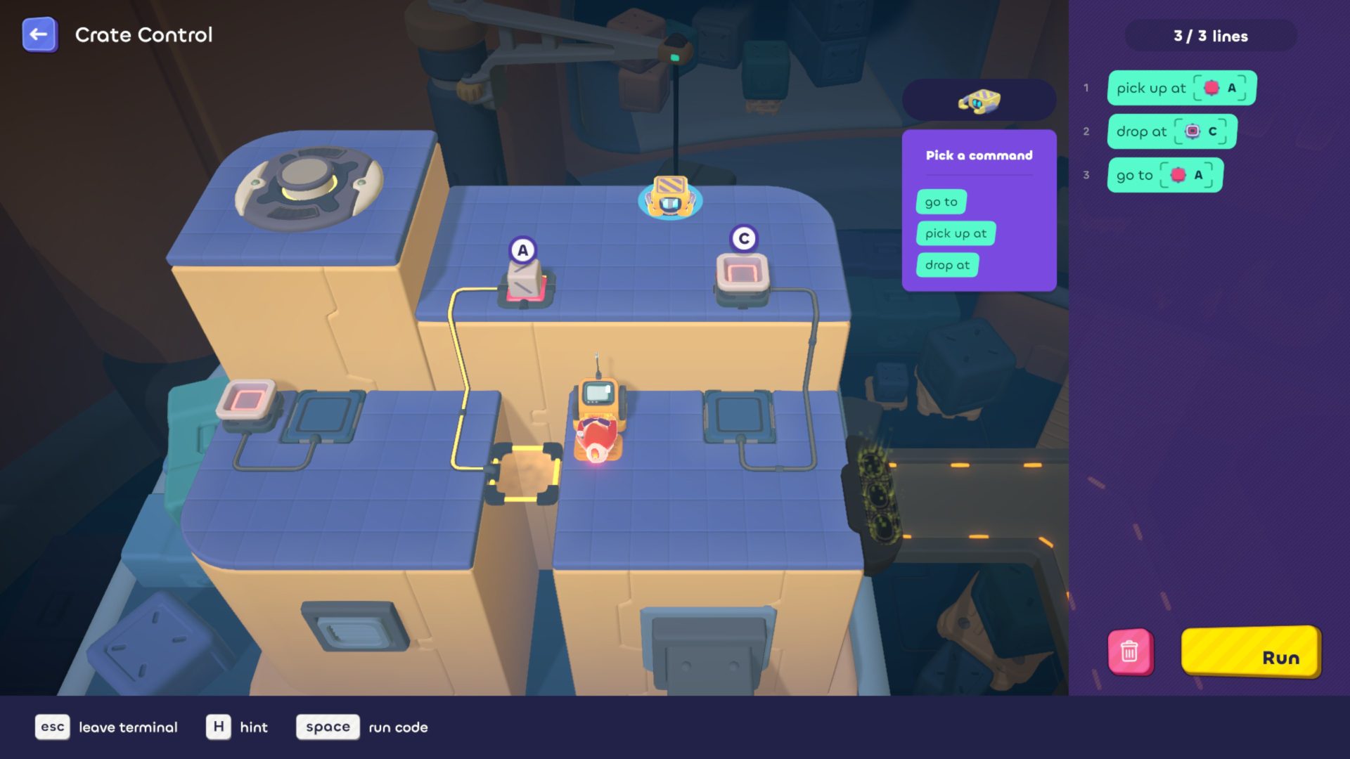 Early puzzles involve one robot and some simple tasks, but even these ramp up in complexity quickl;y