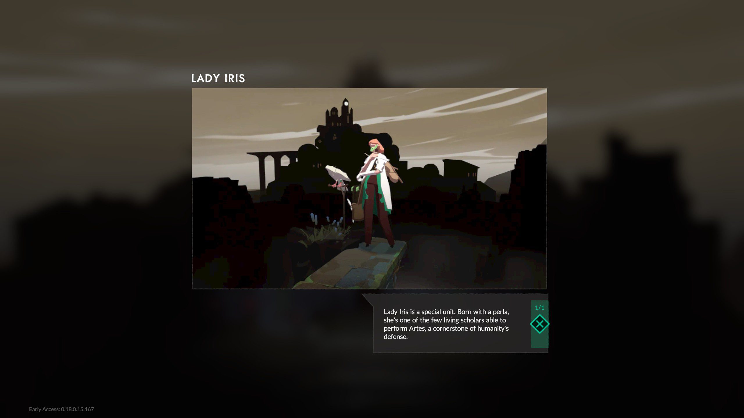 Cataclismo protagonist, Lady Iris and her white bird companion.