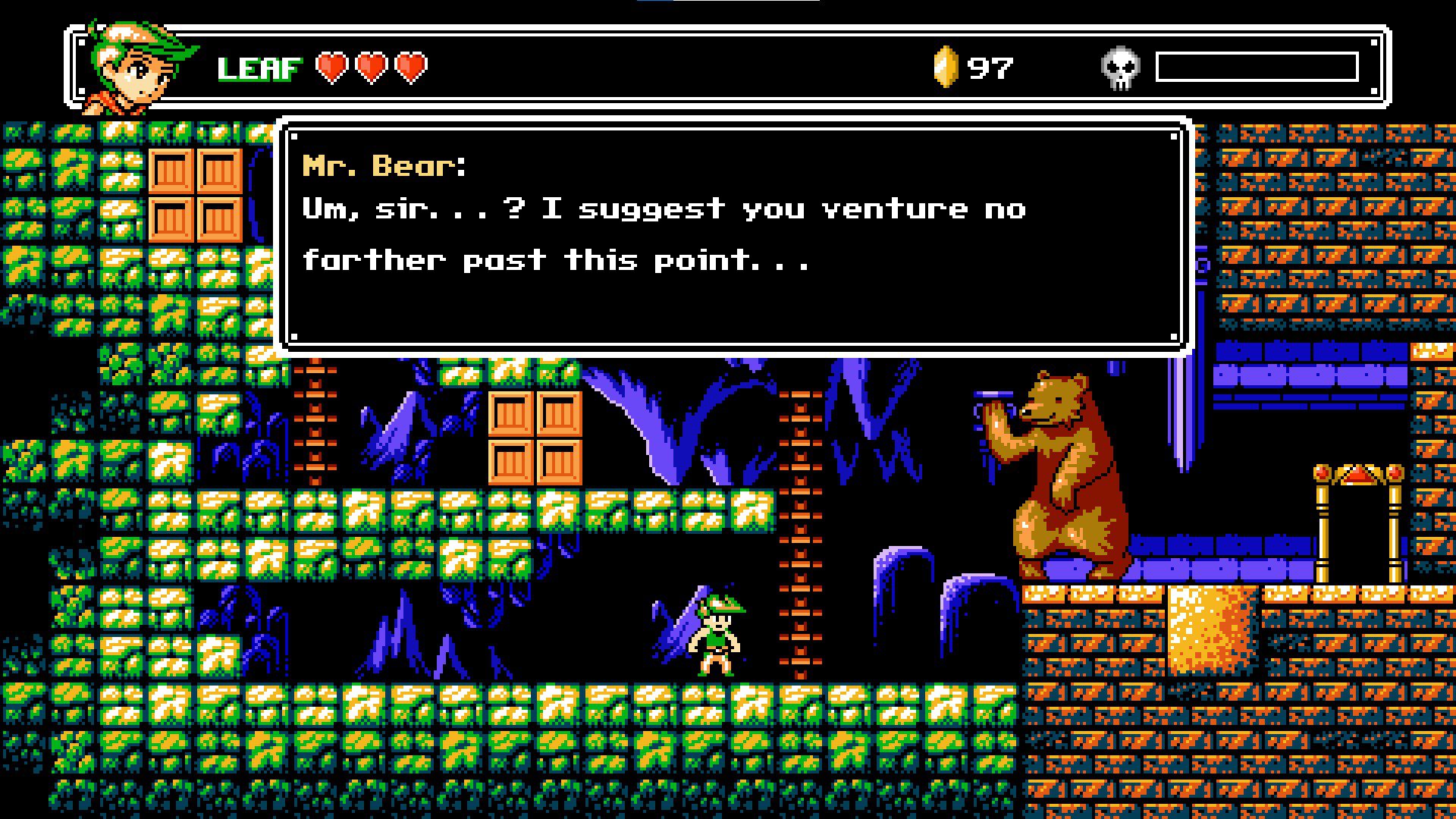 FaLeBear A giant bear called "Mr. Bear" saying not to venture past his standing spot
