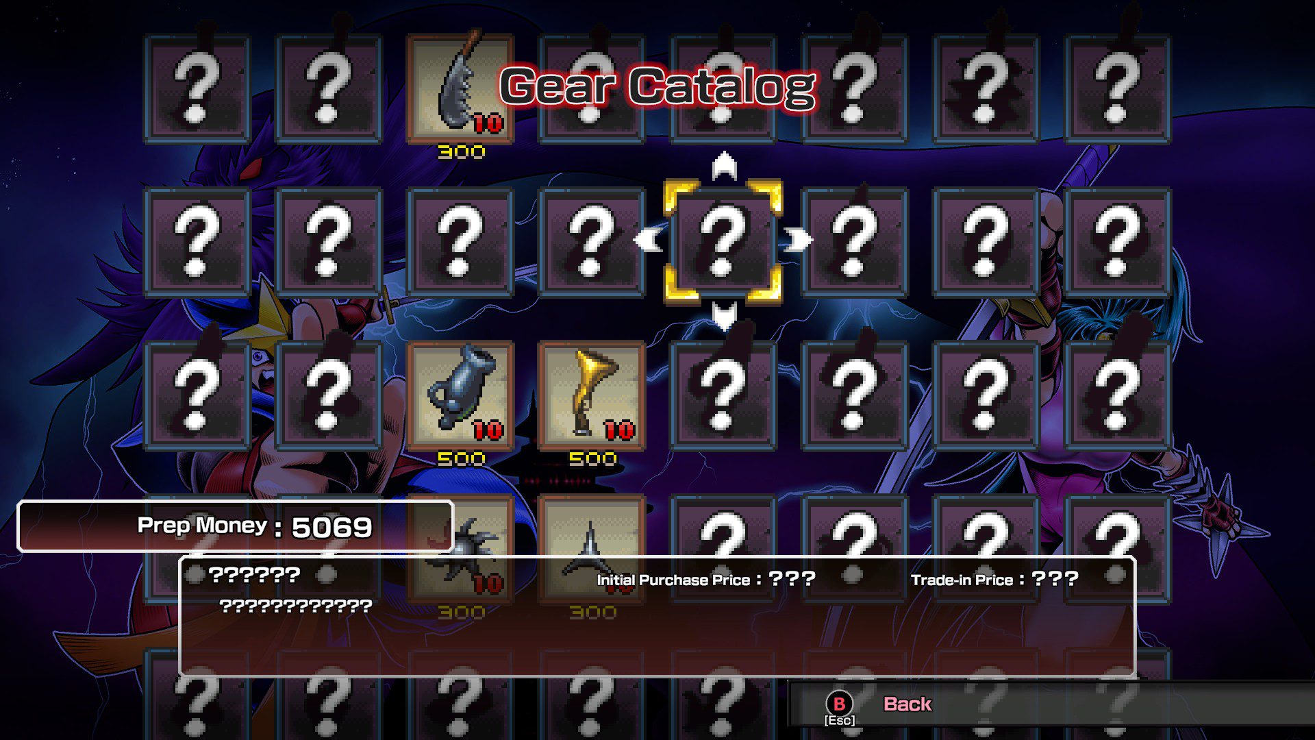 An expansive list of unlockable ninja tools