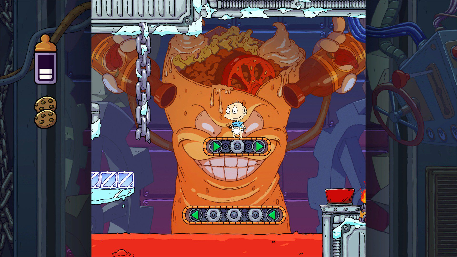 RAIGIce A giant buritto with an evil grin squeezing condiments inside an ice factory