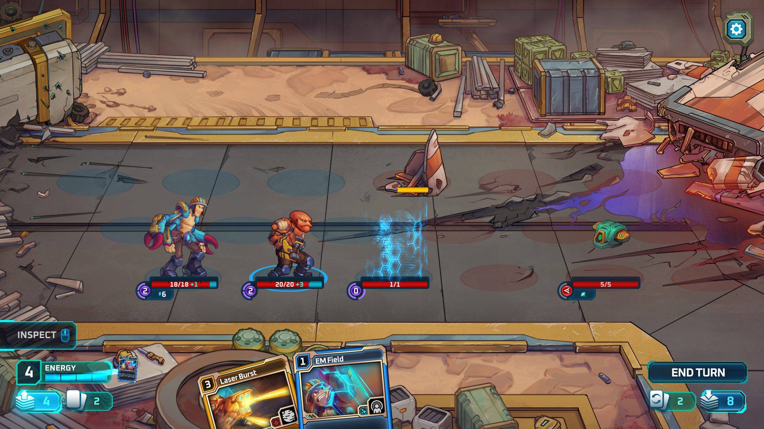 Dark Sky Screenshot 02 Combat scene in Dark Sky between the characters and a flying drone.