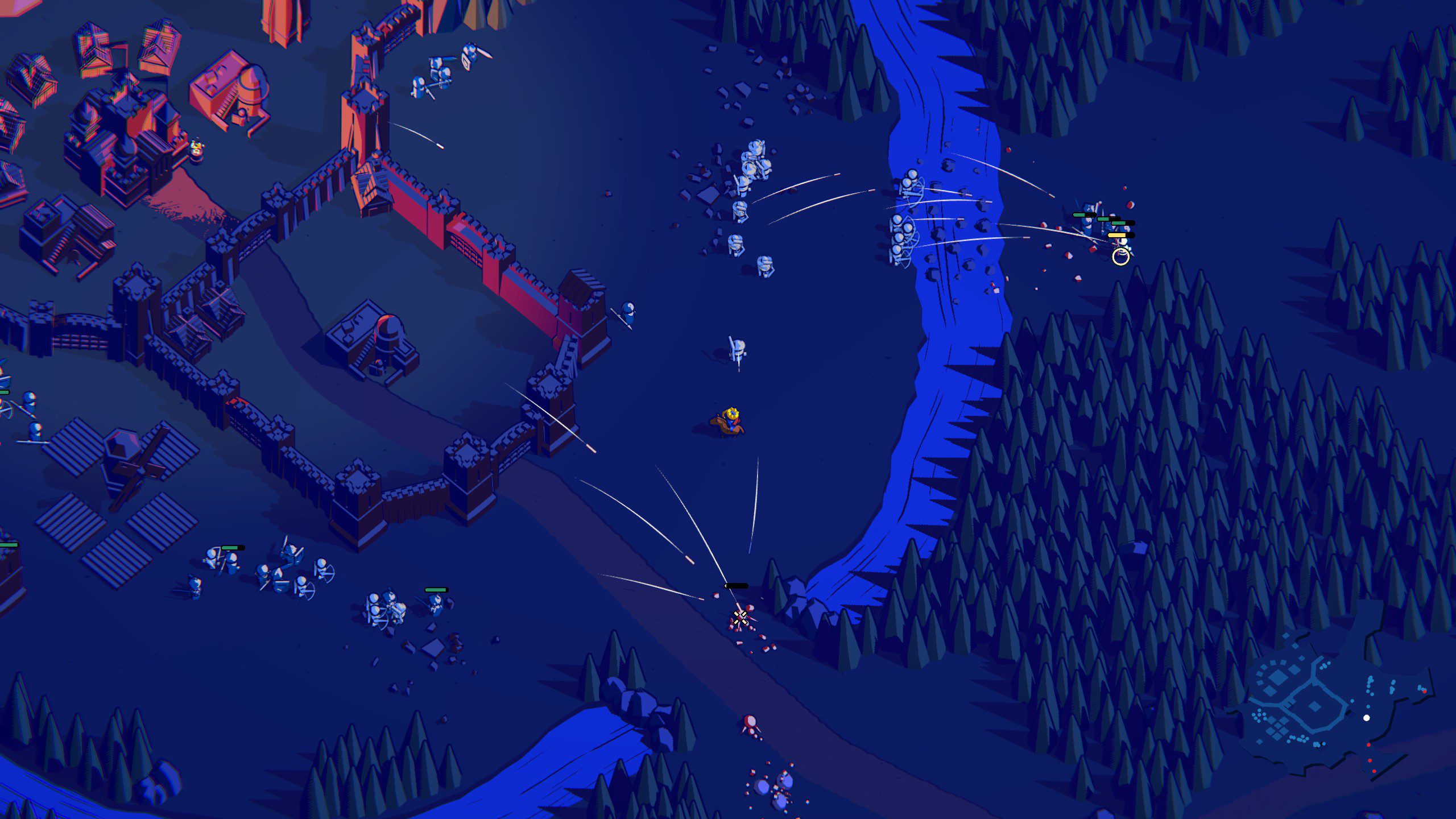 Thronefall fighting enemies during night time
