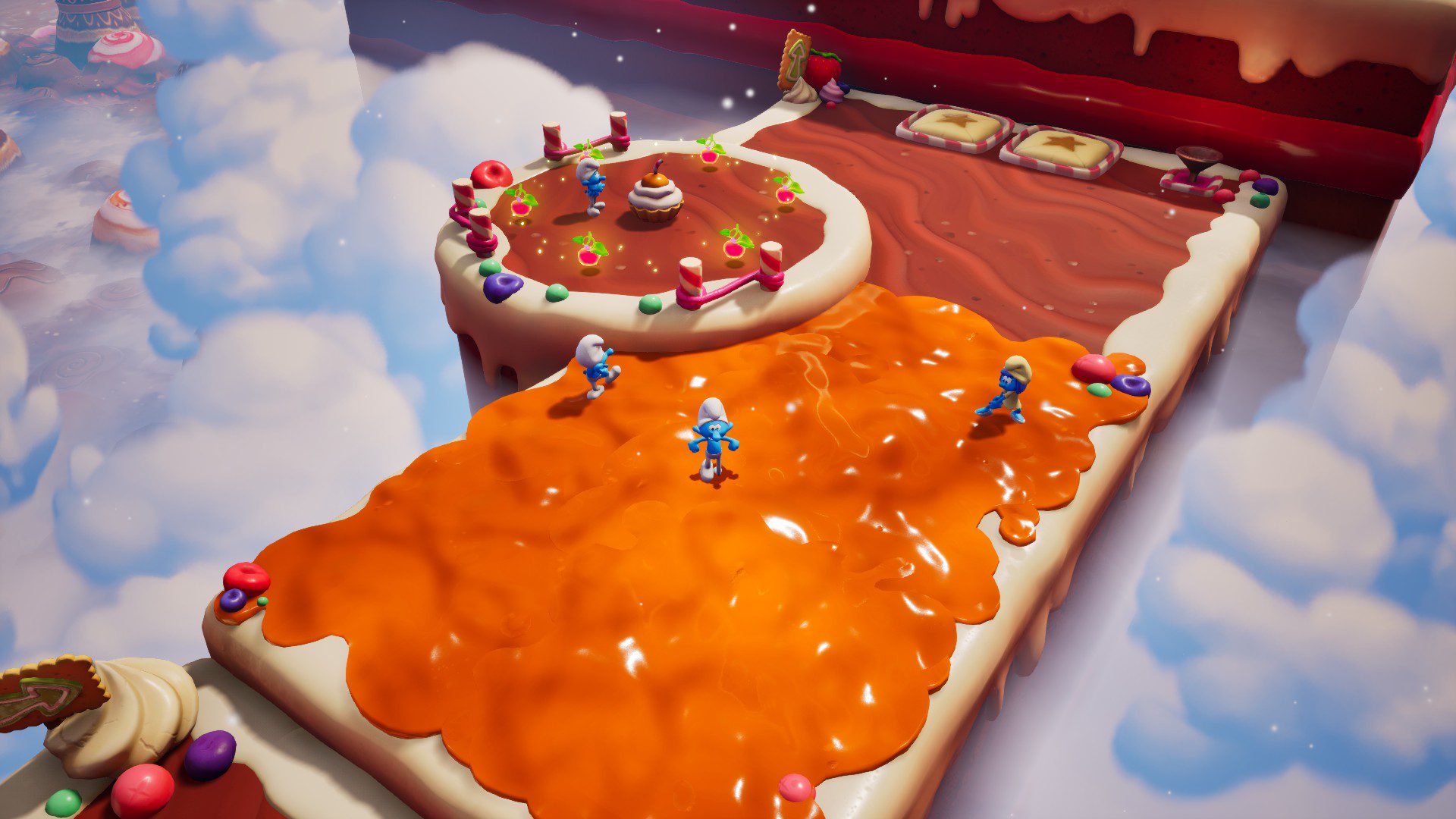 SmDrCaramel Smurfs stuck in orange goo