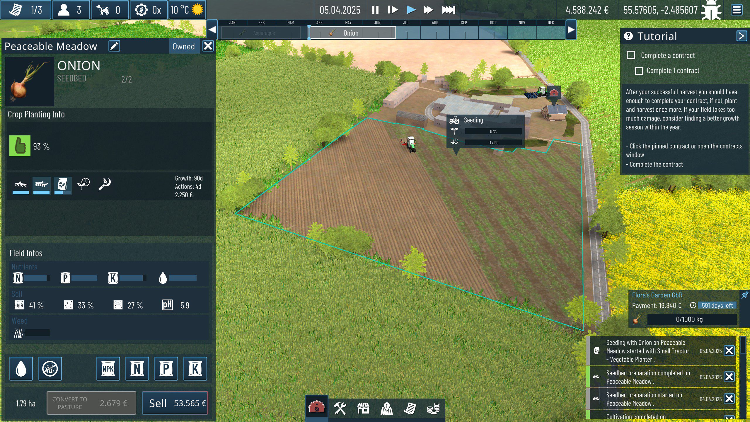 Global Farmer a tractor working on the field