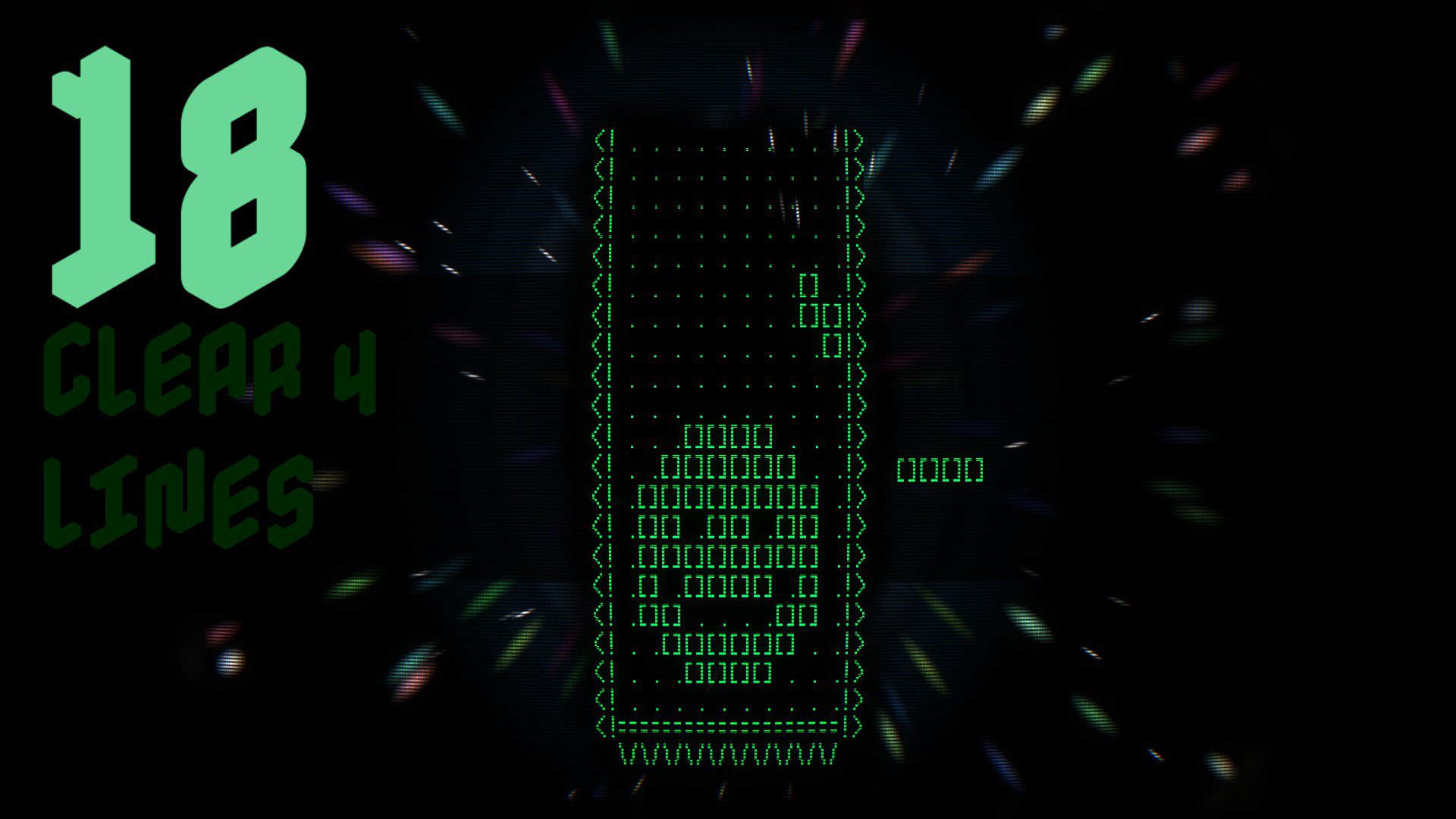 An example of a time warp: this one to the very first version of Tetris. The goal: clear four lines.