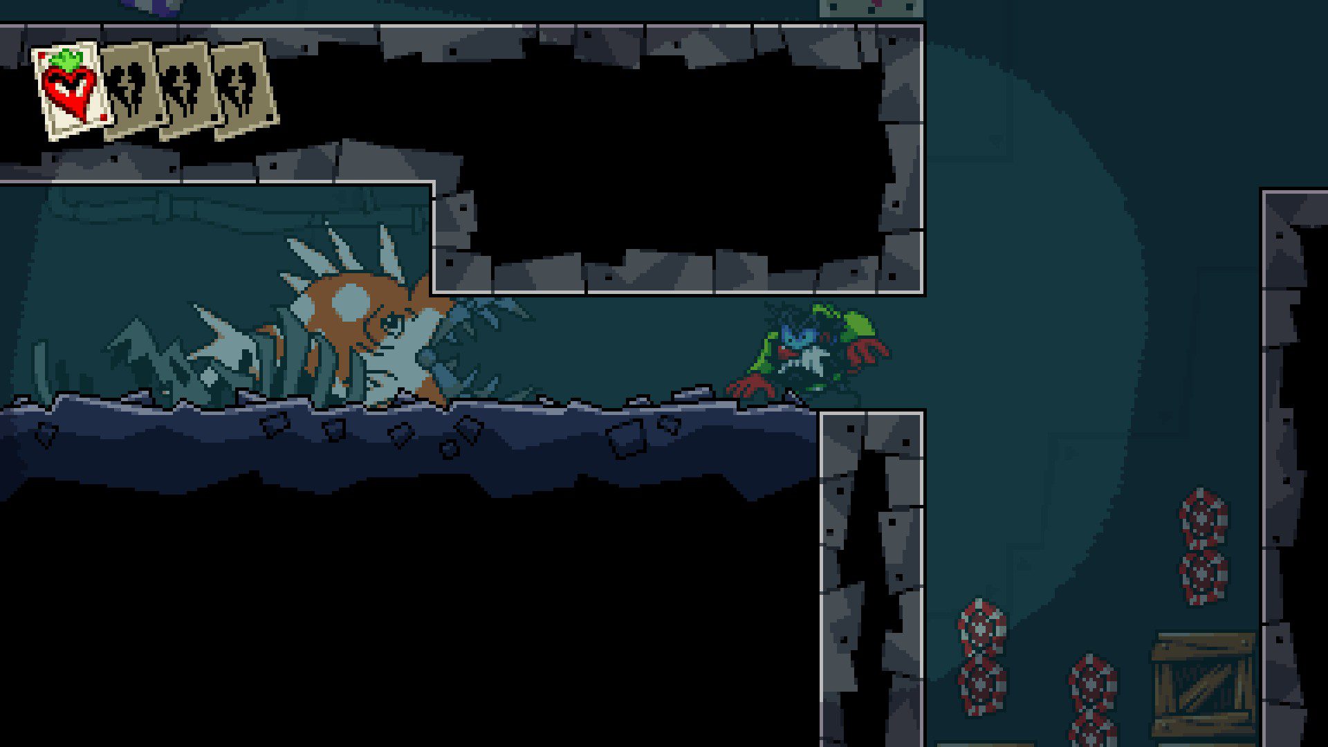 A fish chasing Anton underwater