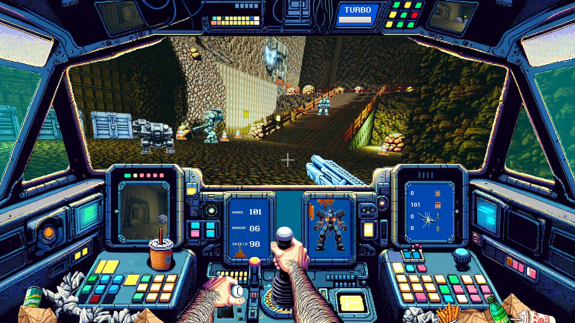A screenshot showcasing a mess of different wall textures and the sizes of enemies differing from side to front