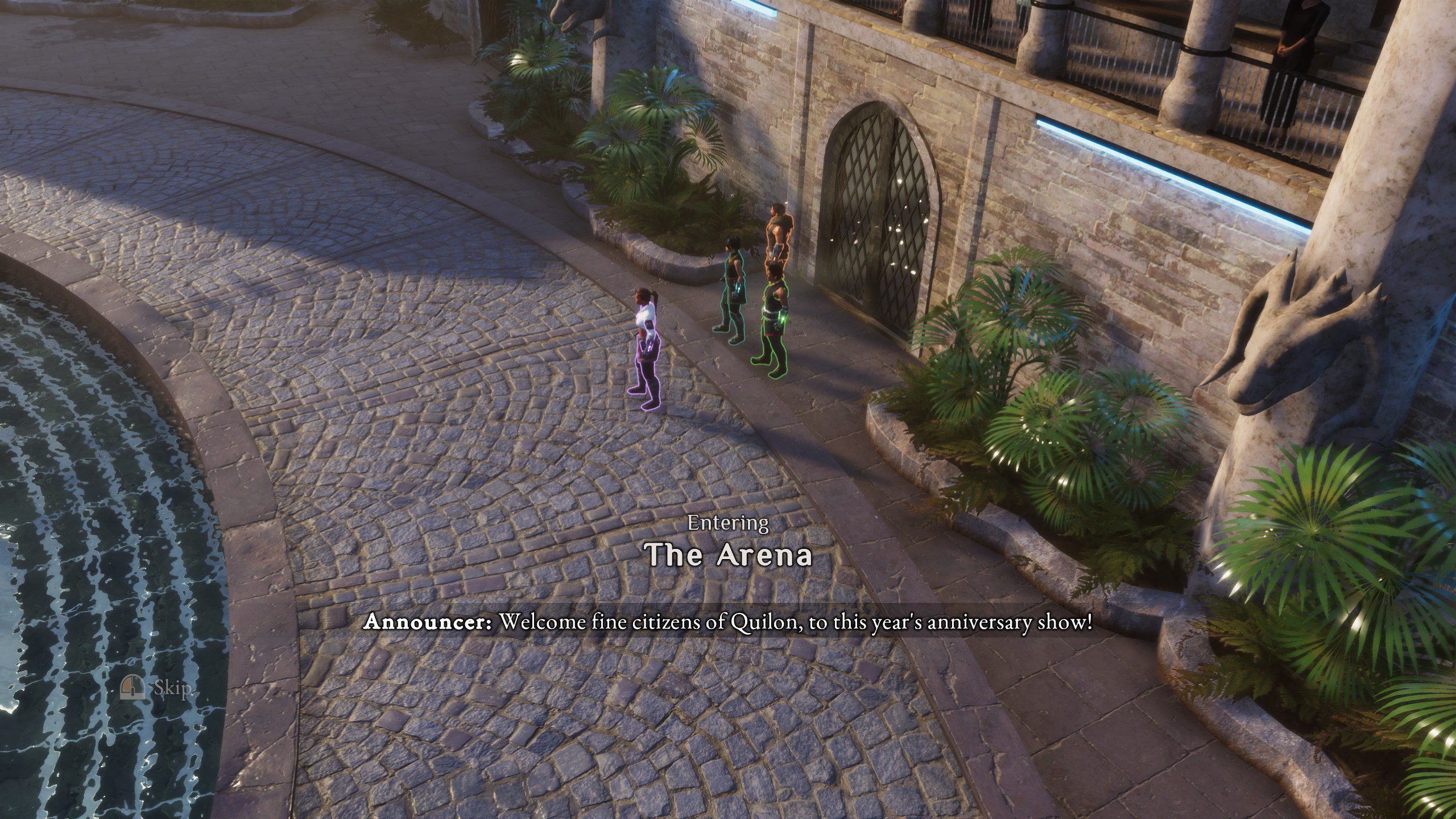 Coridden, the protagonists, the Dalya siblings, entering the arena.