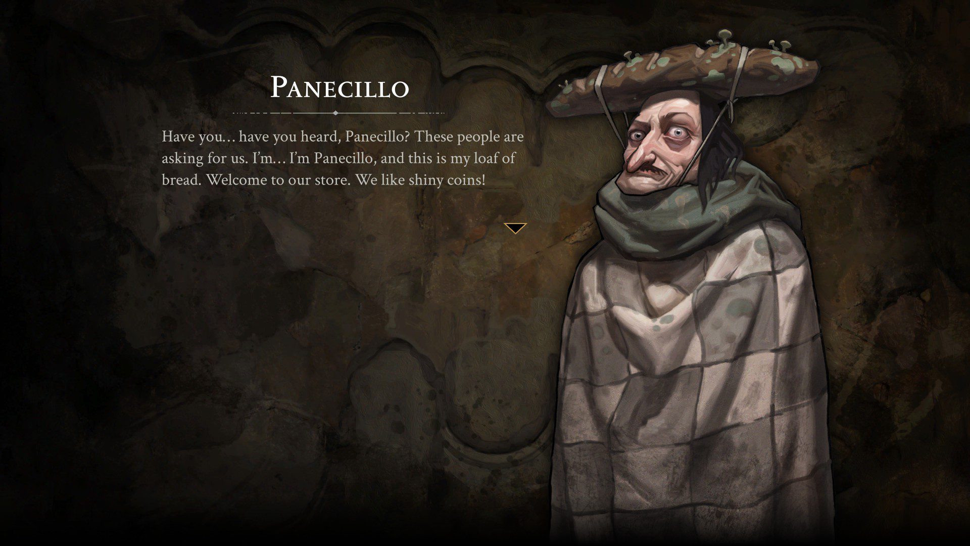 A man with mouldy bread attached to his head, as a form of a hat