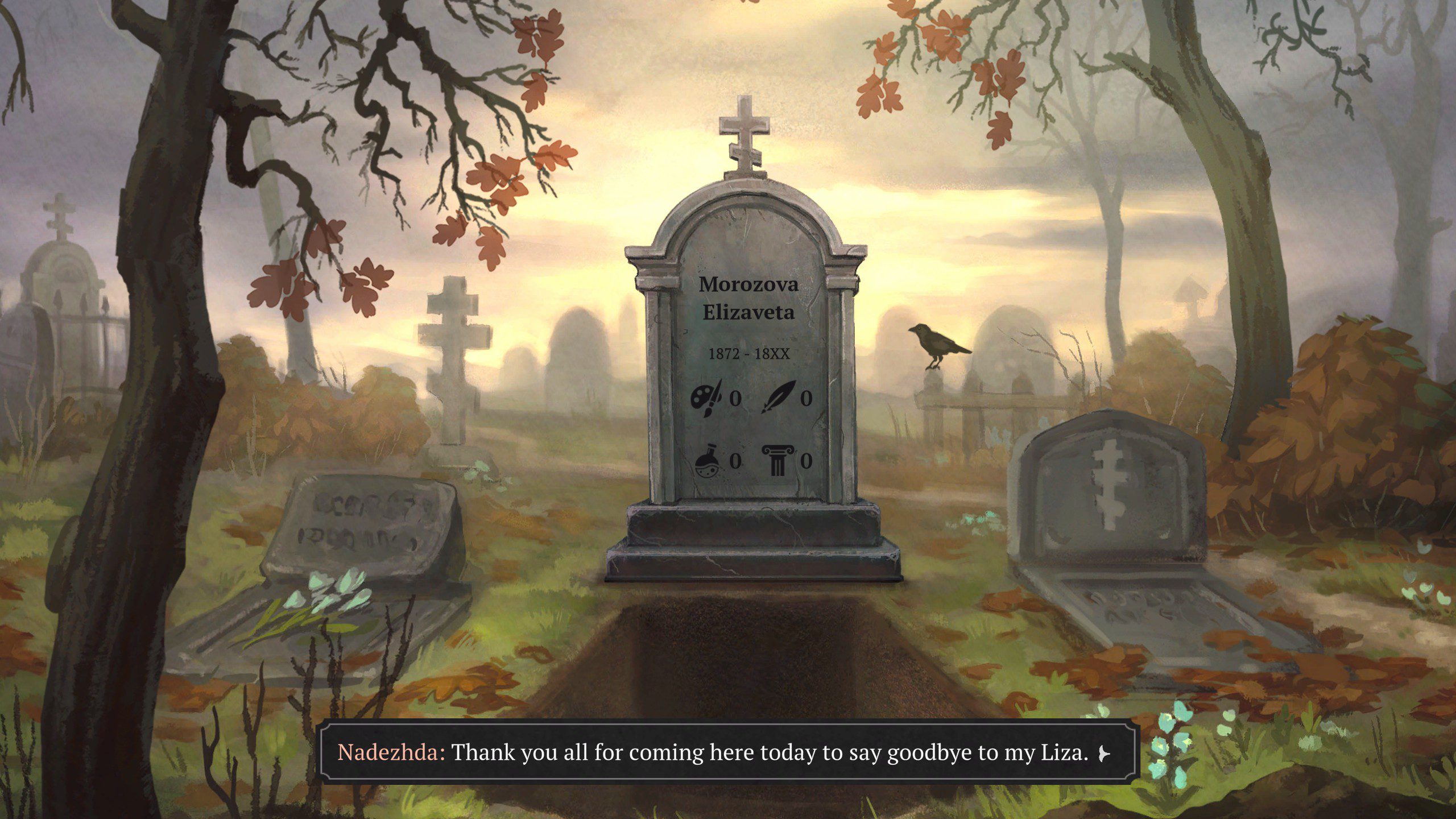 Cabernet opening scene showing Liza's gravestone as we listen to her uncle's eulogy.