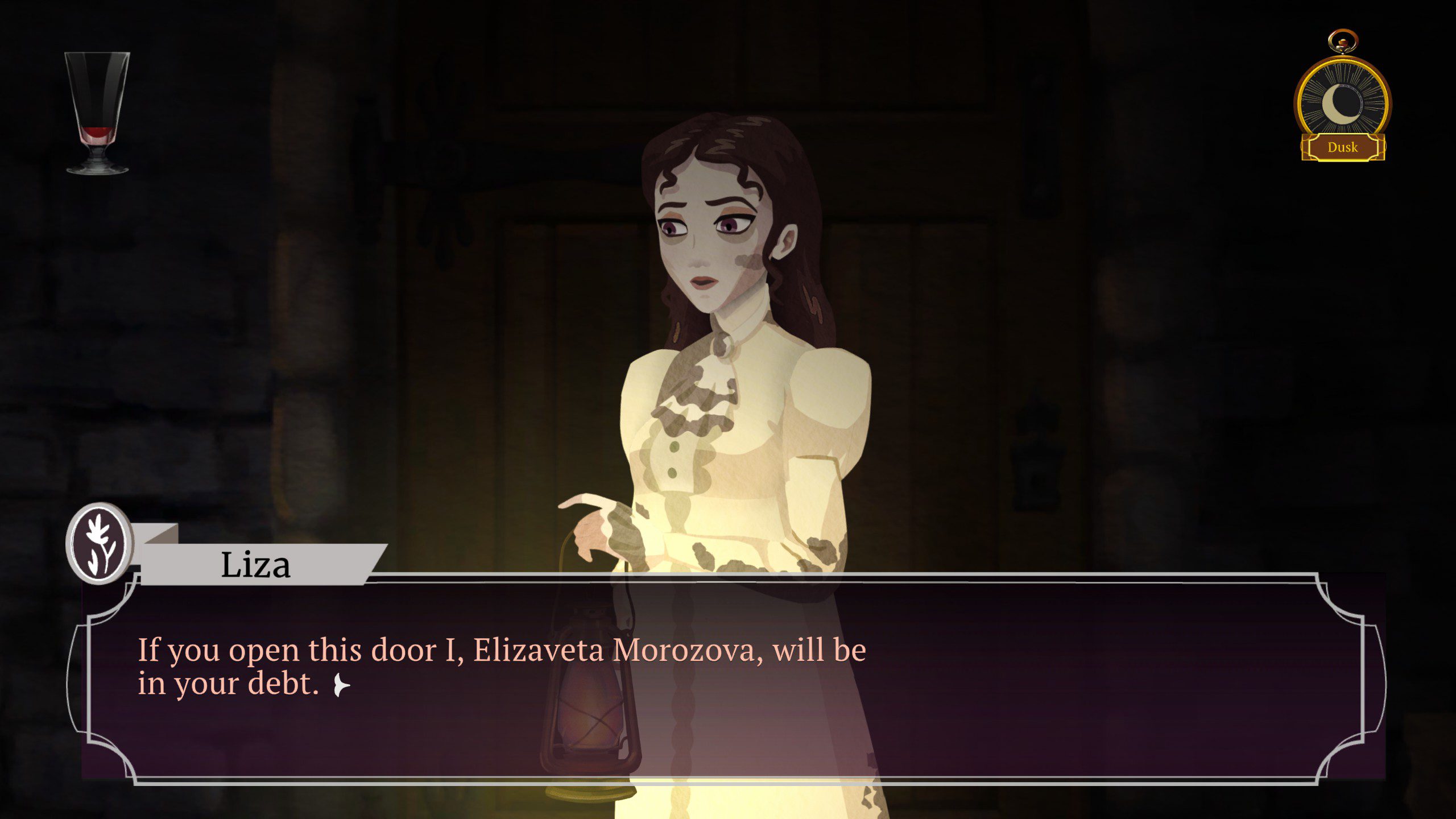 Cabernet Liza making a deal with an unkown entity to escape a dark dungeon.