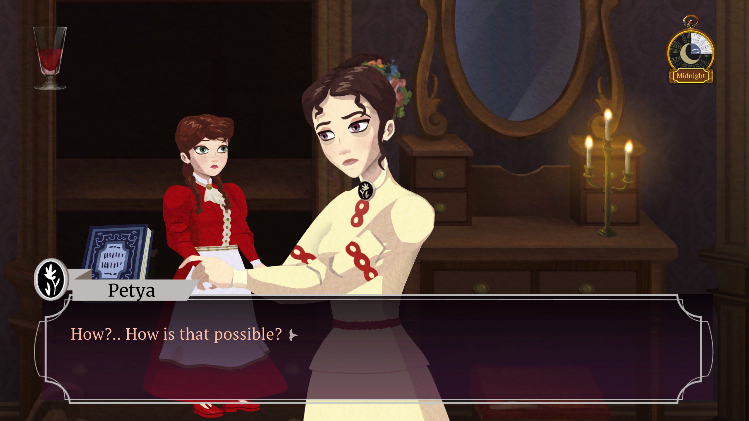 Cabernet screenshot from an interaction between Liza and Petya, a talking doll.