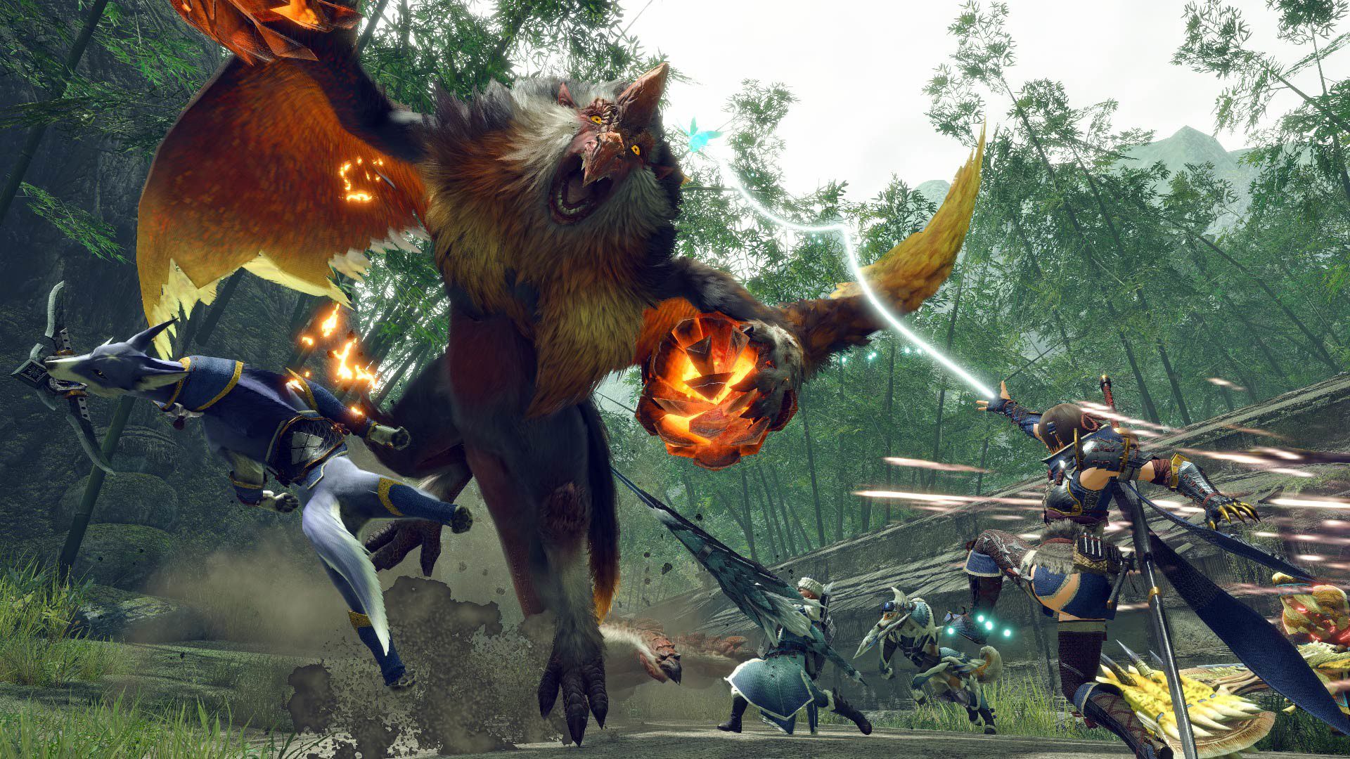Monster Hunter Rise screenshot attacking giant monkey