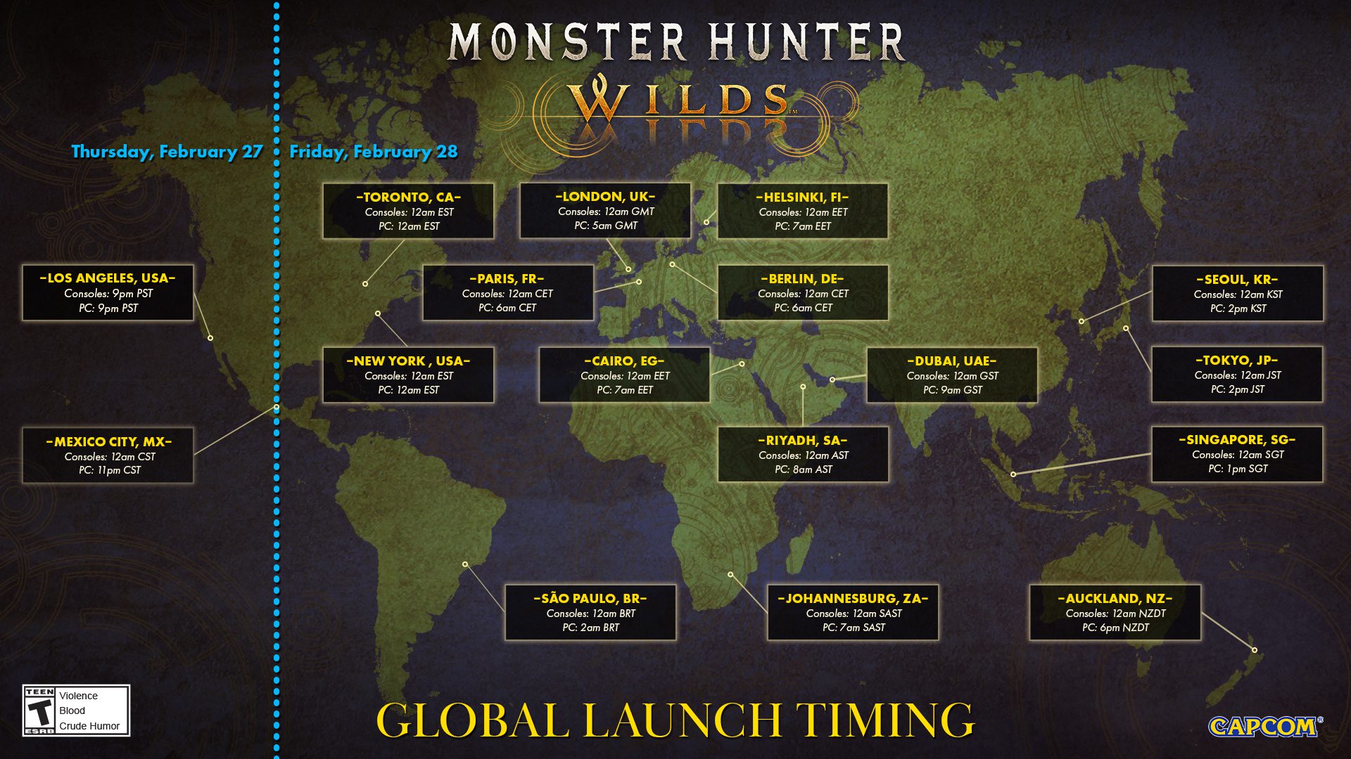 Monster Hunter Wilds launch time map Monster Hunter Wilds launch time map
