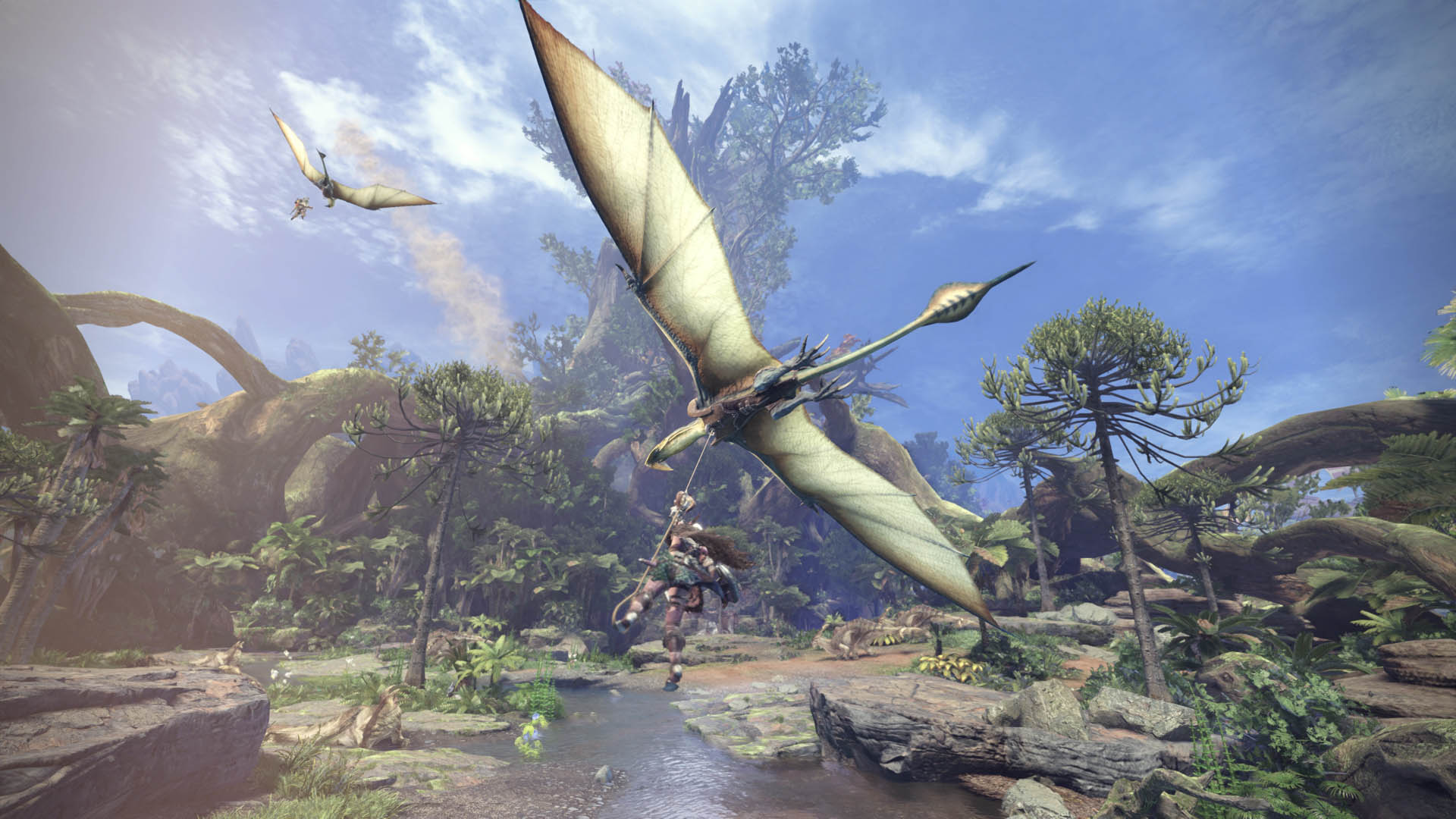 Monster Hunter Worlds screenshot flying on bird