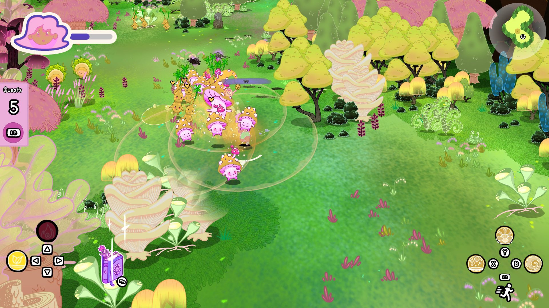 Your foes are overly friendly plants, but they still need to be fed to keep them from draining your energy. You also need to make sure to feed each plant the right elemental flavor it wants