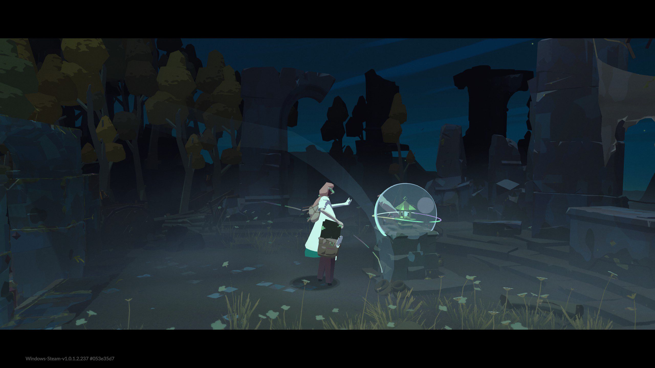 Cataclismo Cutscene showing the protagonist Iris finding a small artifact.