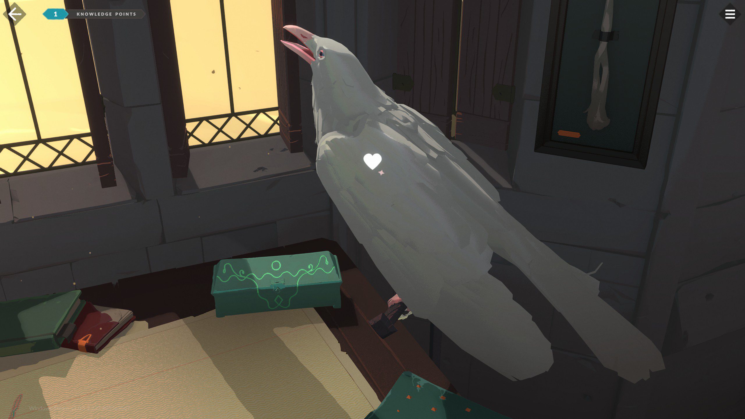 Cataclismo Screenshot showing Iris's companion, Hermes.