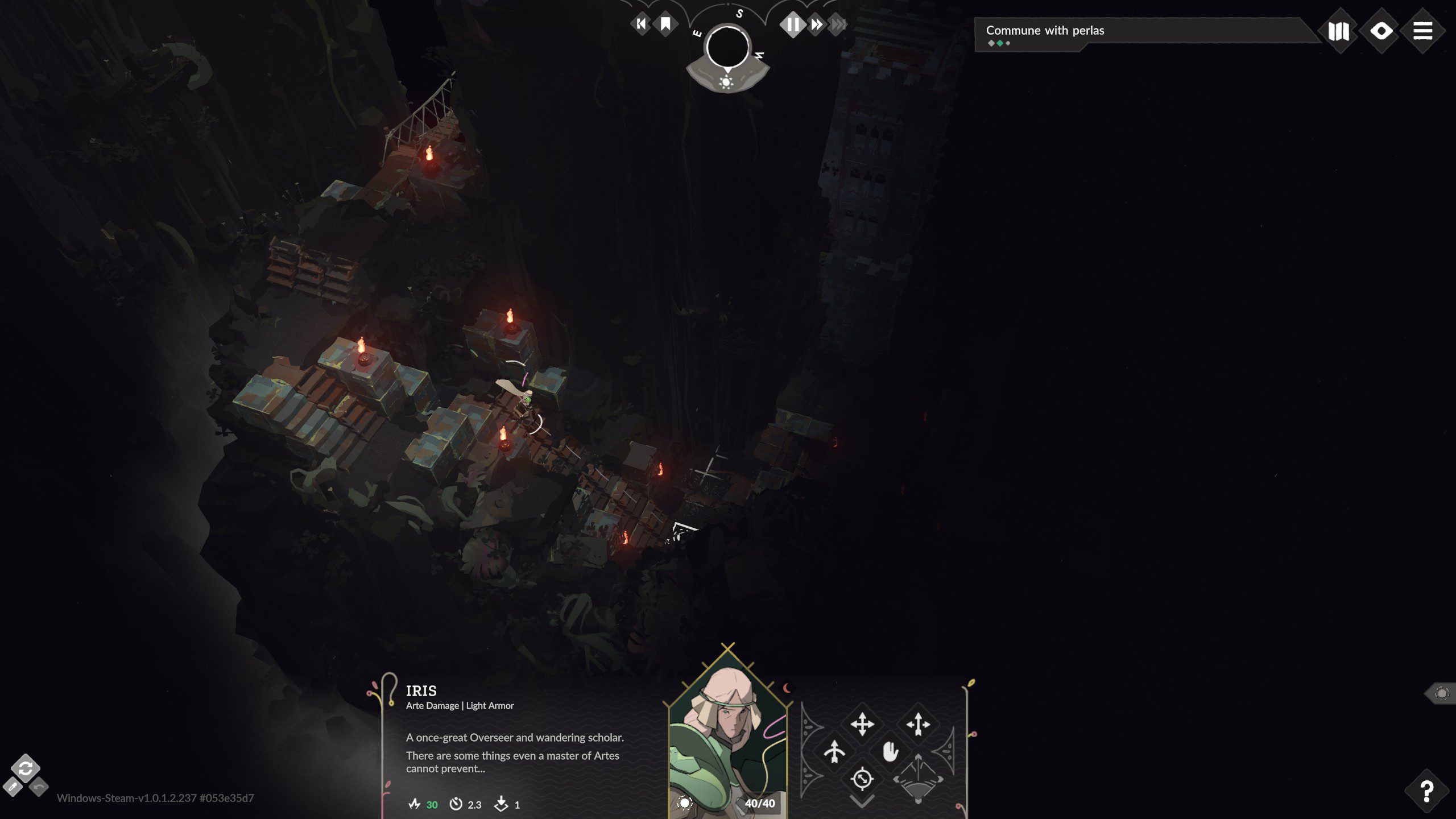 Cataclismo Screenshot showing Iris exploring a dark cave on her own.