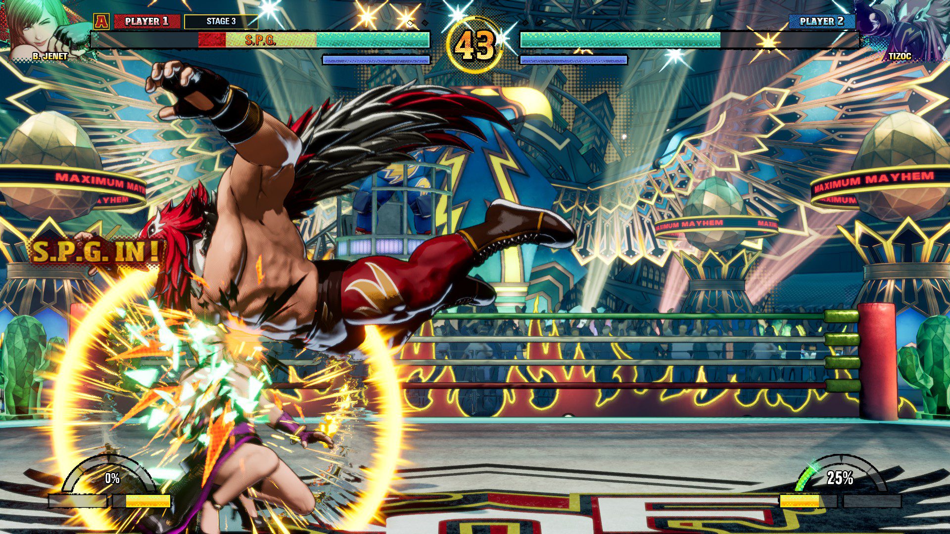 B. Jenet entering her SPG state after being hit by Tizoc