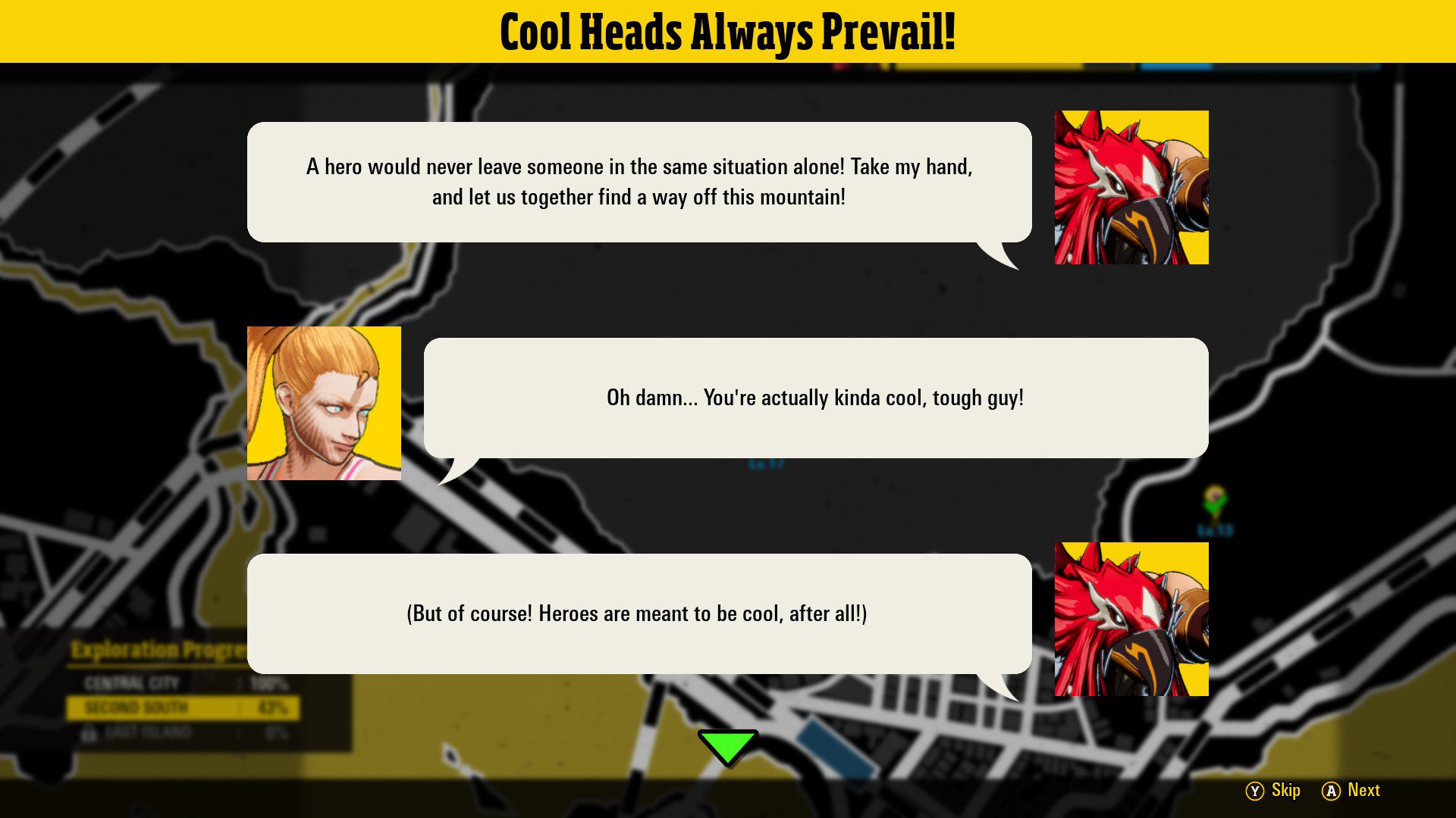 Tizoc impressing a woman who says she thinks he looks cool, to which he says that obviously heroes must look cool.