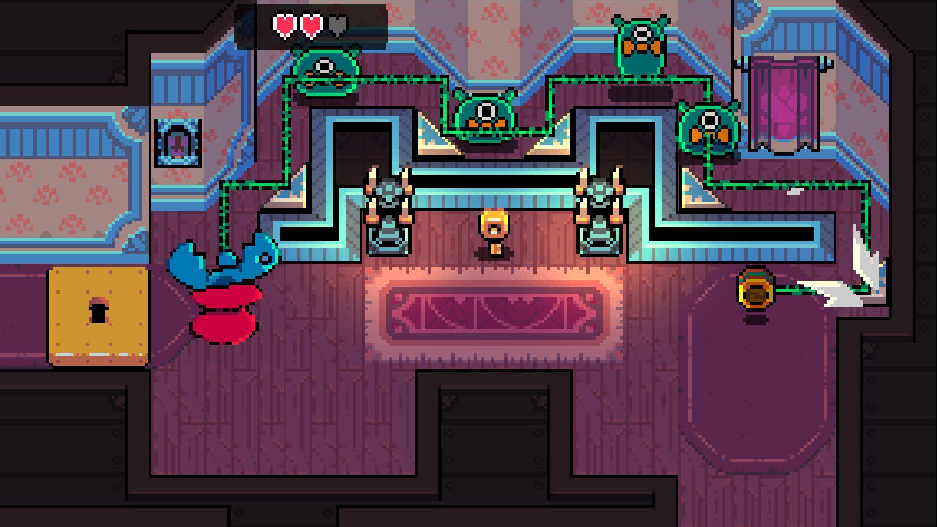 A yoyo attack that bounced off of walls to hit several enemies, forming an extended line of damage in a snakey line
