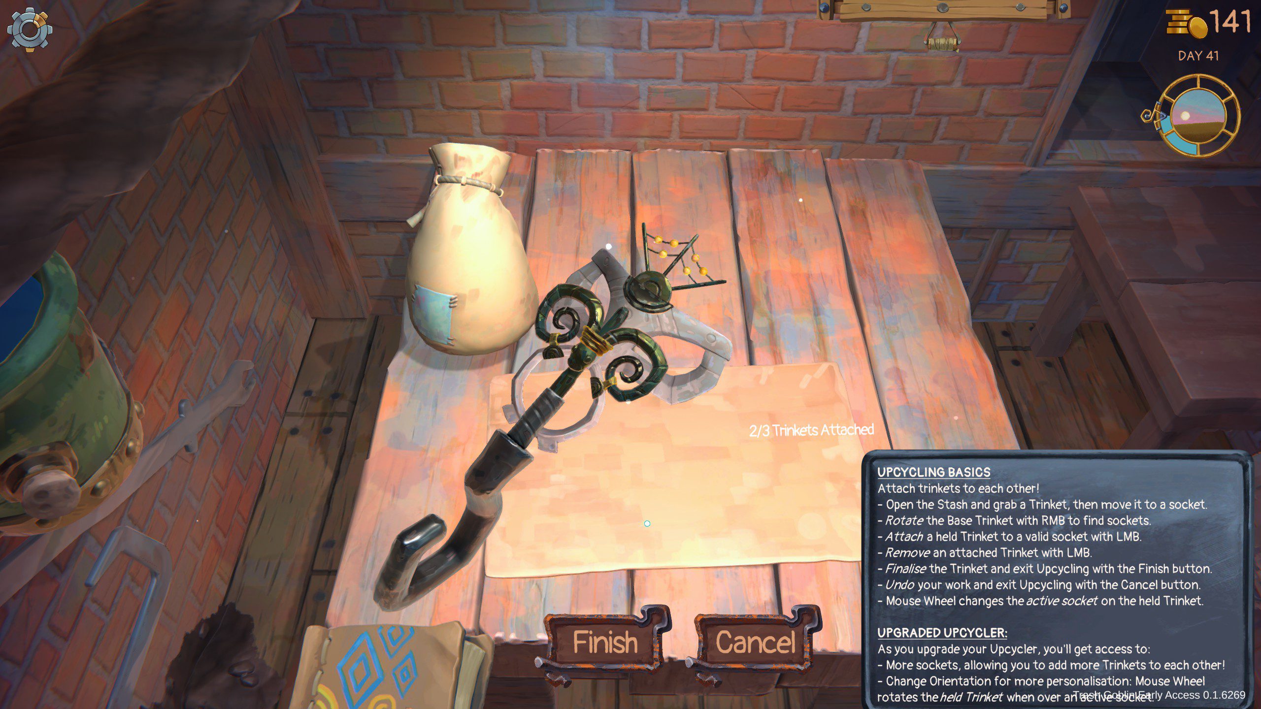 Trash Goblin upcycling UI showing a treasure made out of various unrelated parts
