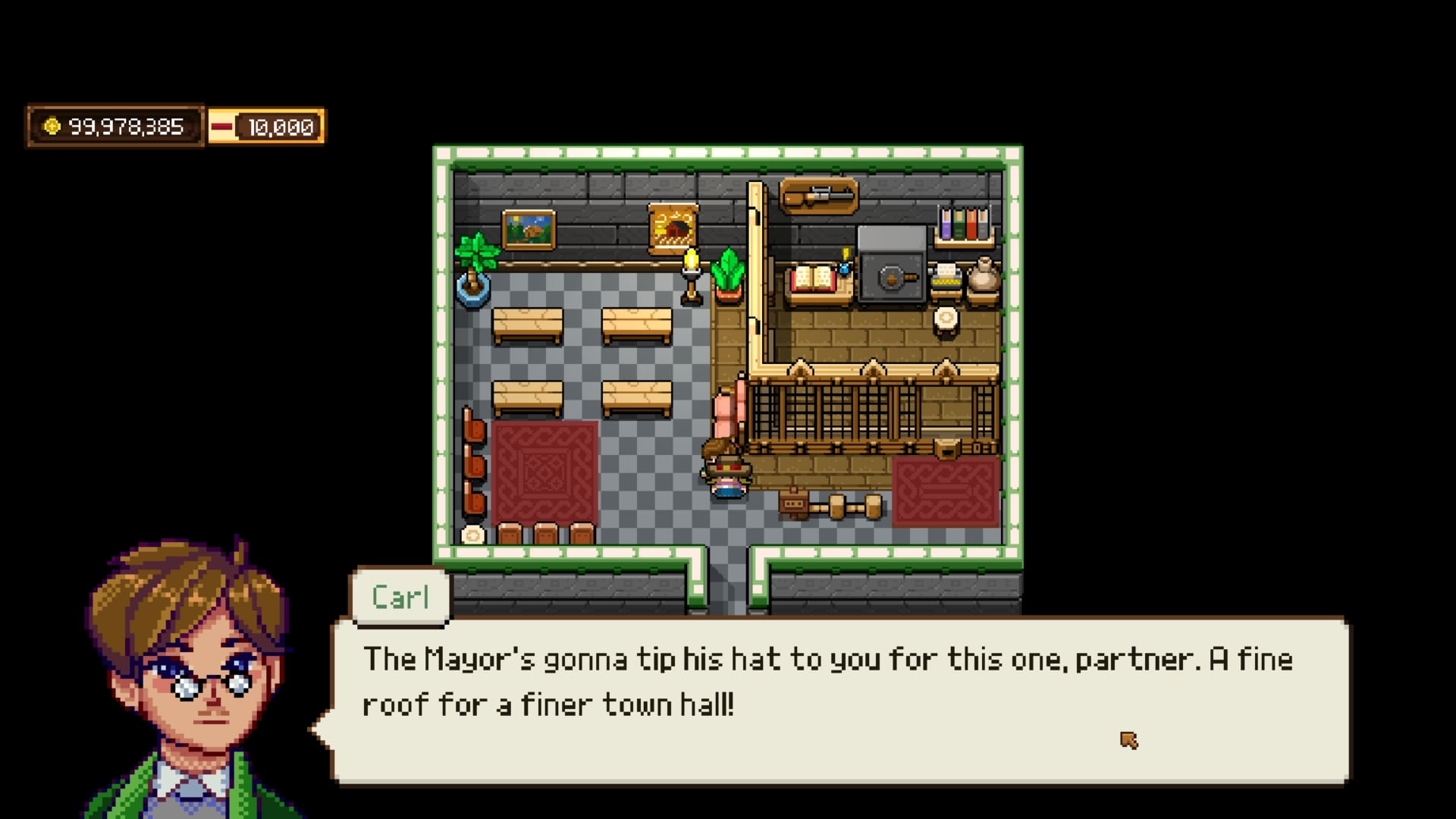 Carl the banker is thanking the player