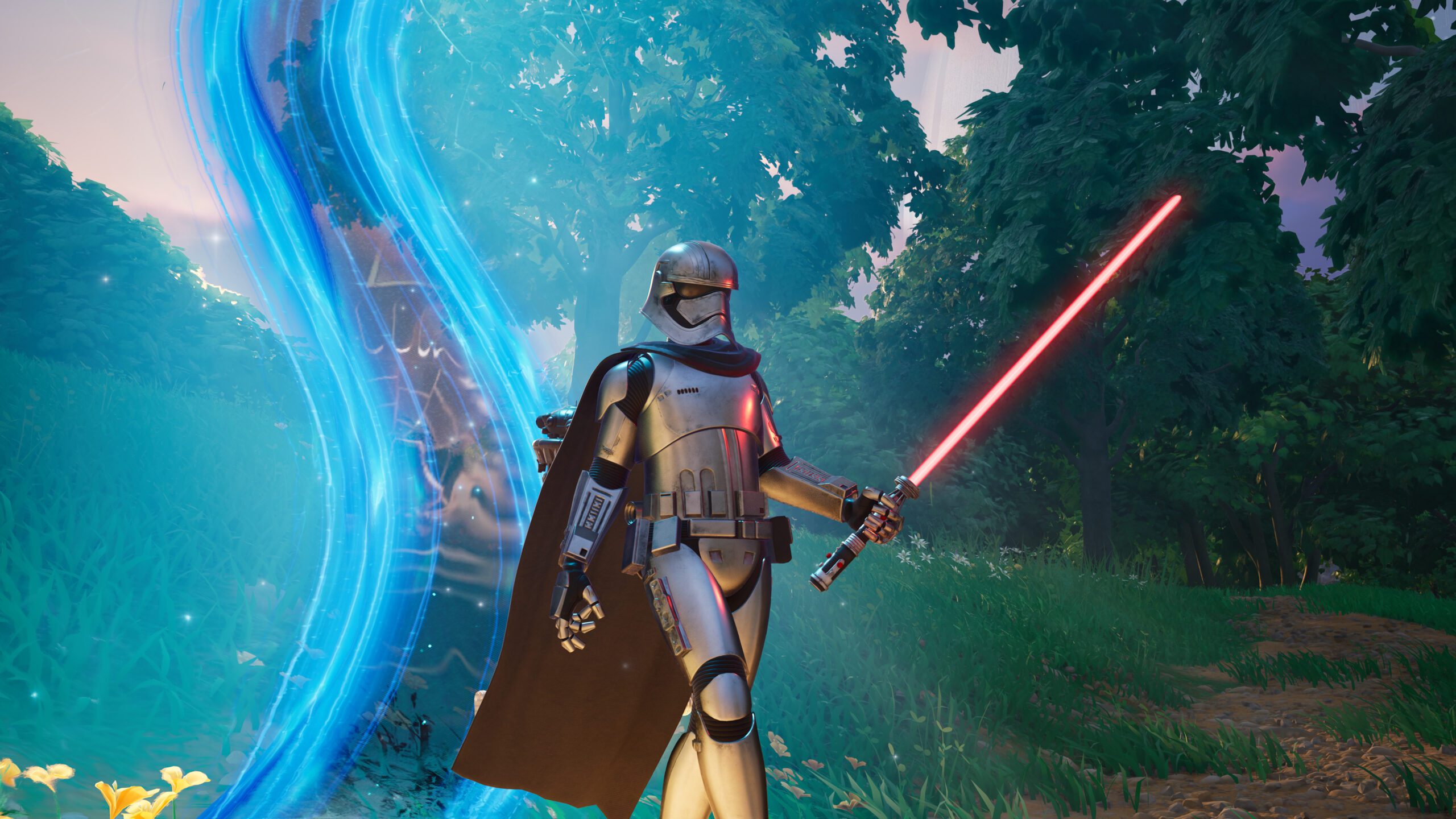 Fortnite Galactic Battle star wars season Captain Phasma emerging from portal