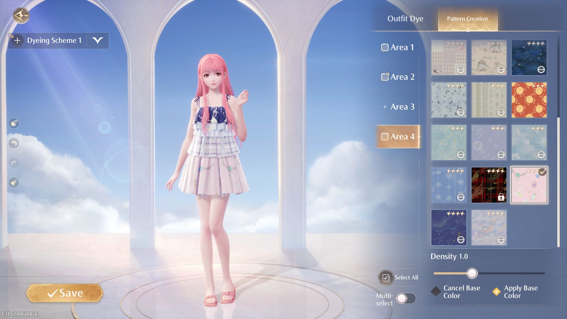 Infinity Nikki Patterns creation tab is shown