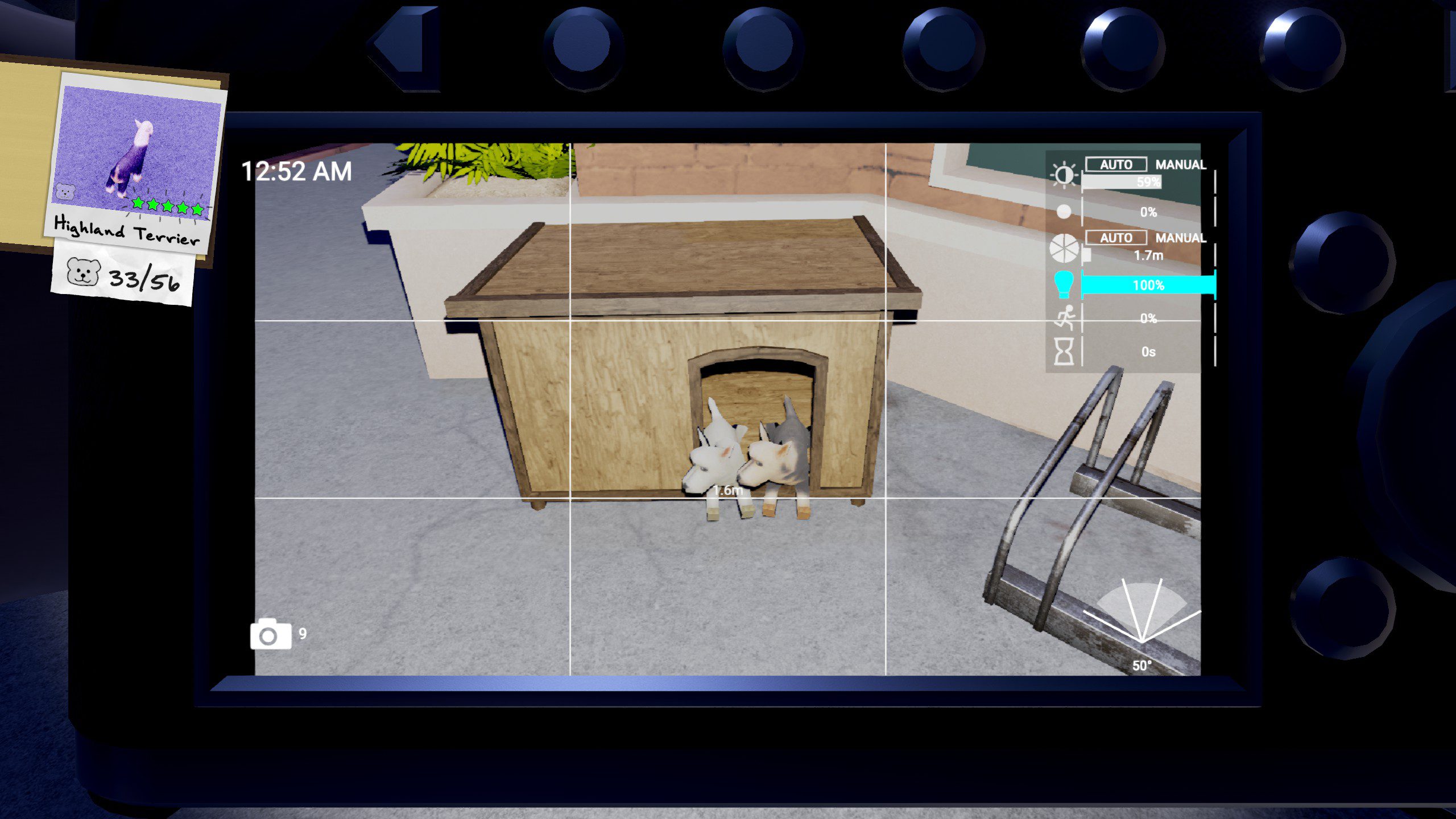 Fomography screenshot of taking a photo from two small dogs in a dog house.