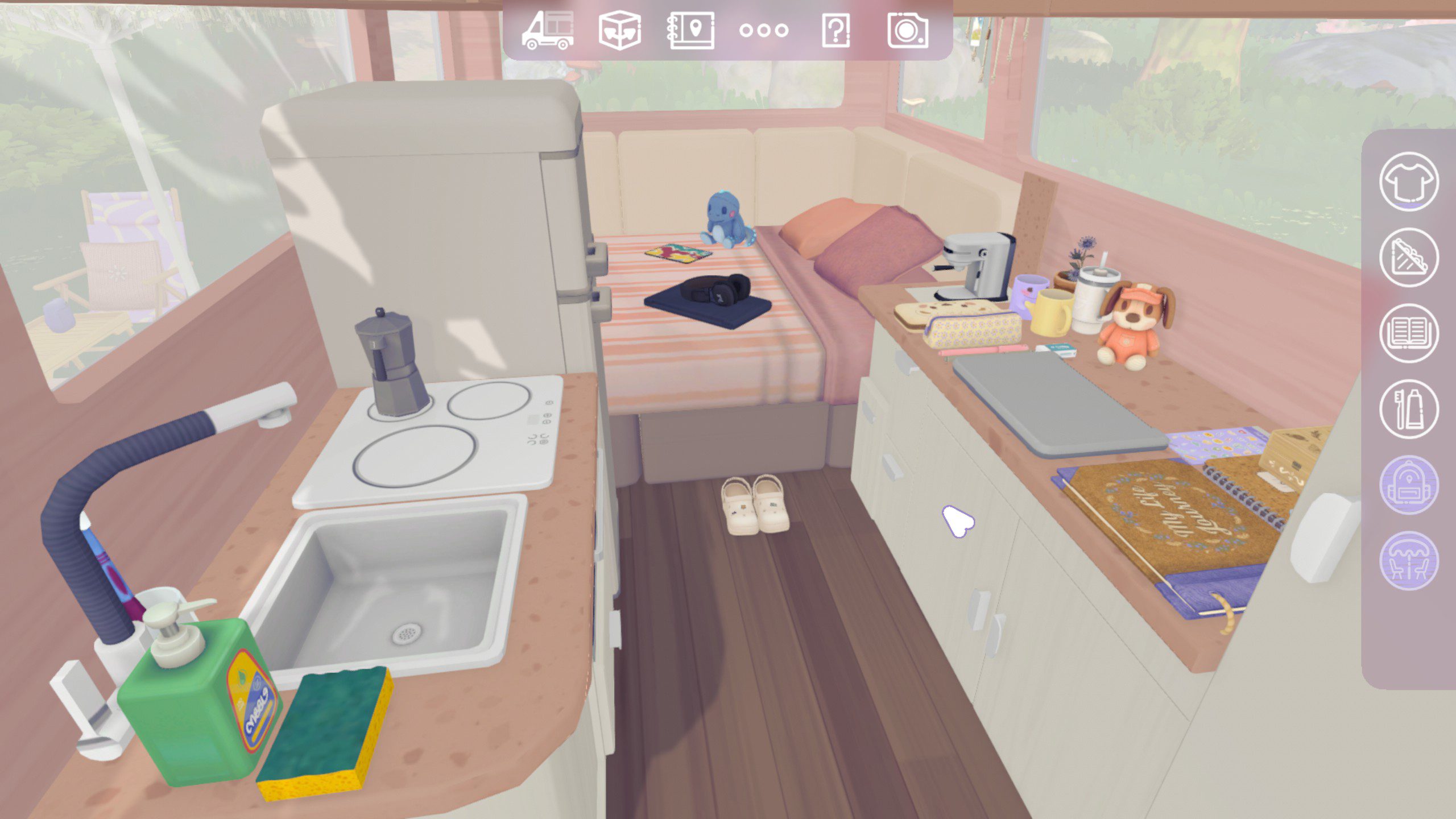 Camper Van: Make It Home Screenshot from inside the van