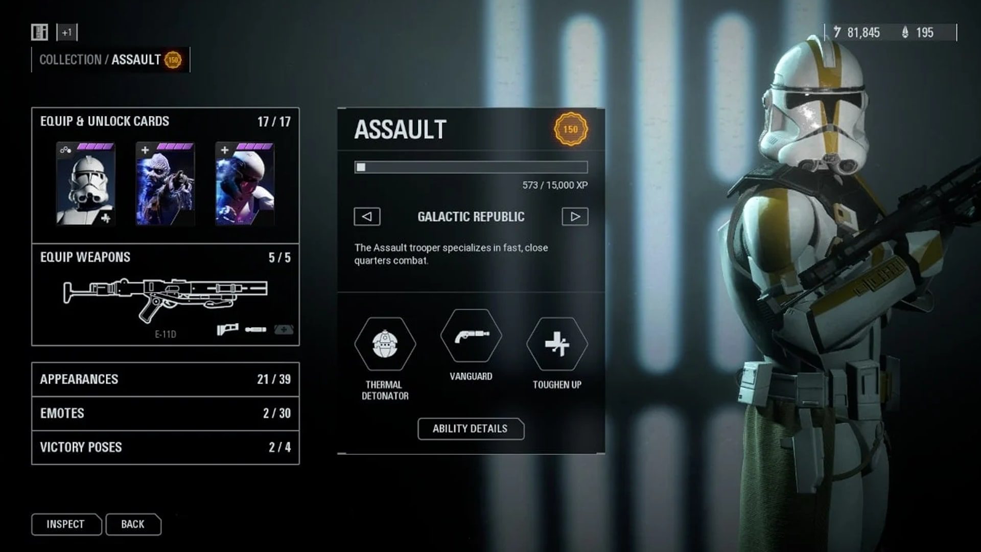 Star Wars Battlefront 2 collection screen
