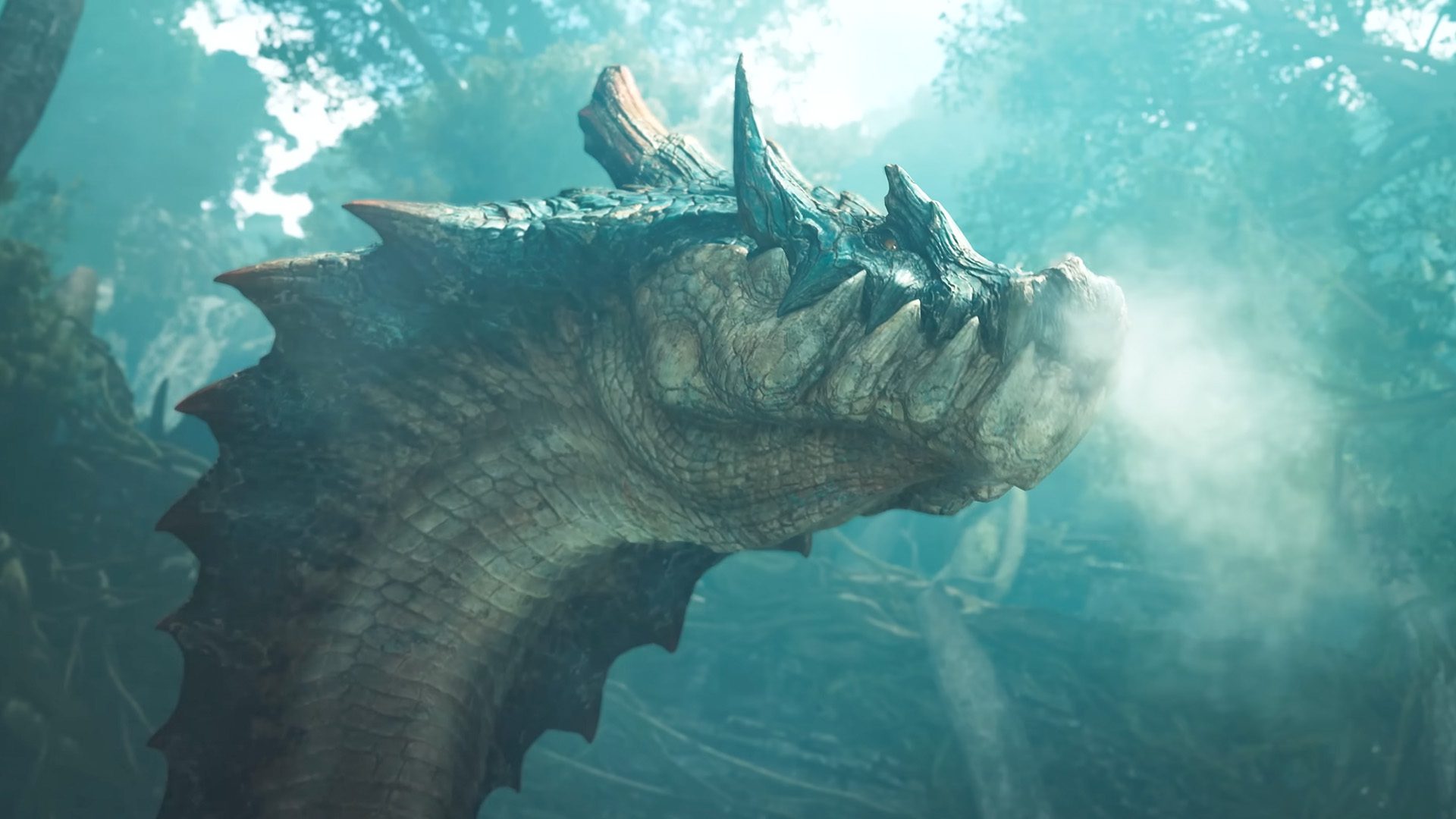 monster hunter wilds Lagiacrus in game cinematic screenshot