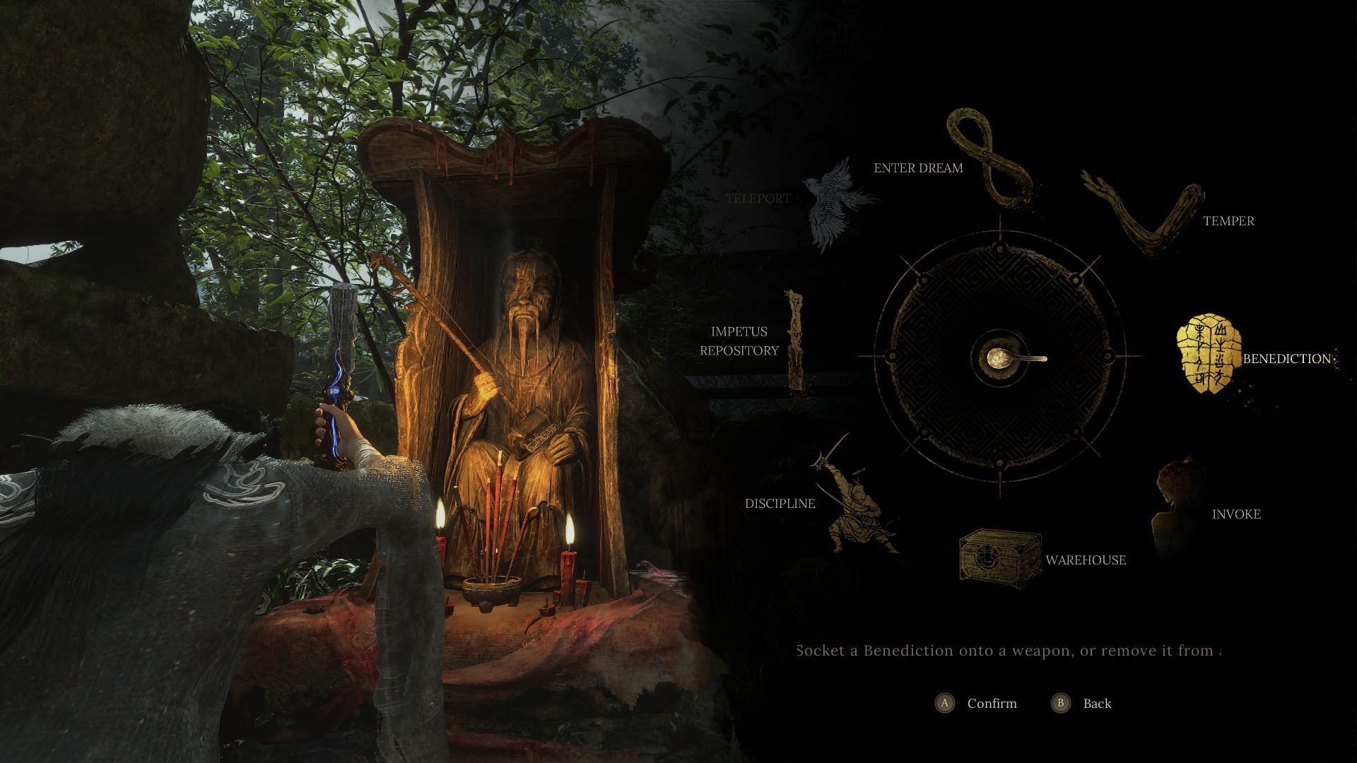You can find the Benediction menu at a shrine.