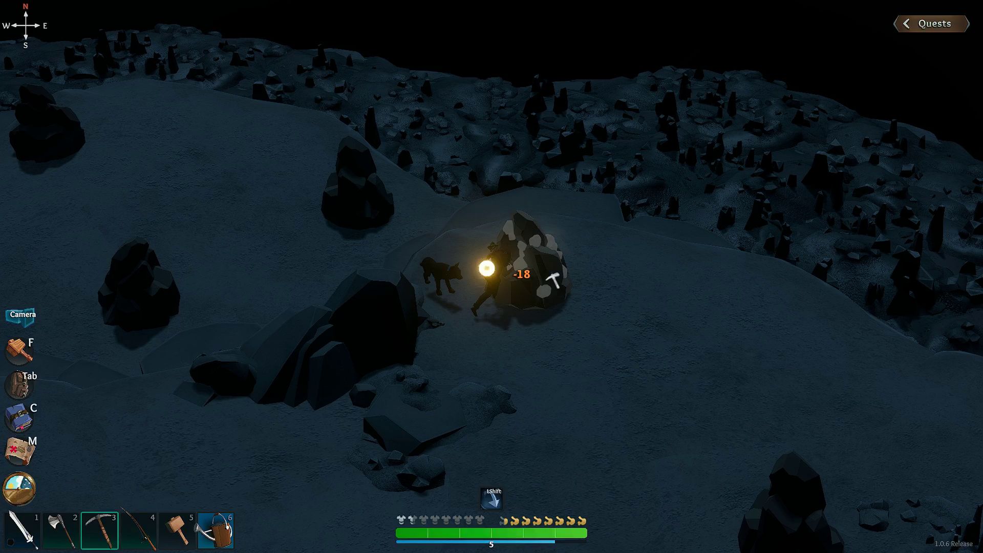 Len's Island Mining Coal The player is mining coal in the dungeon in Len's Island.