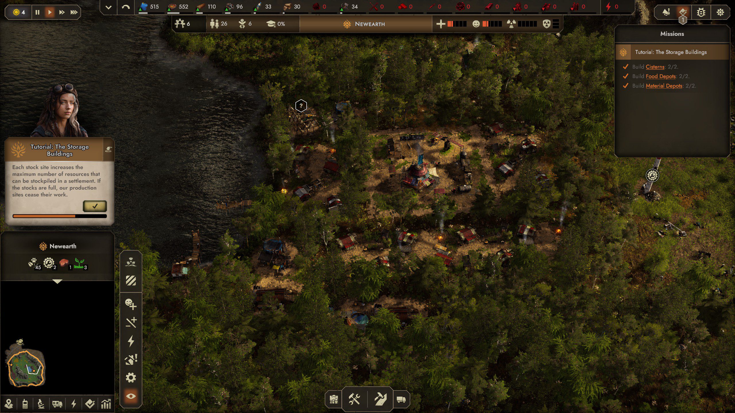 Endzone 2 settlement in the tutorial