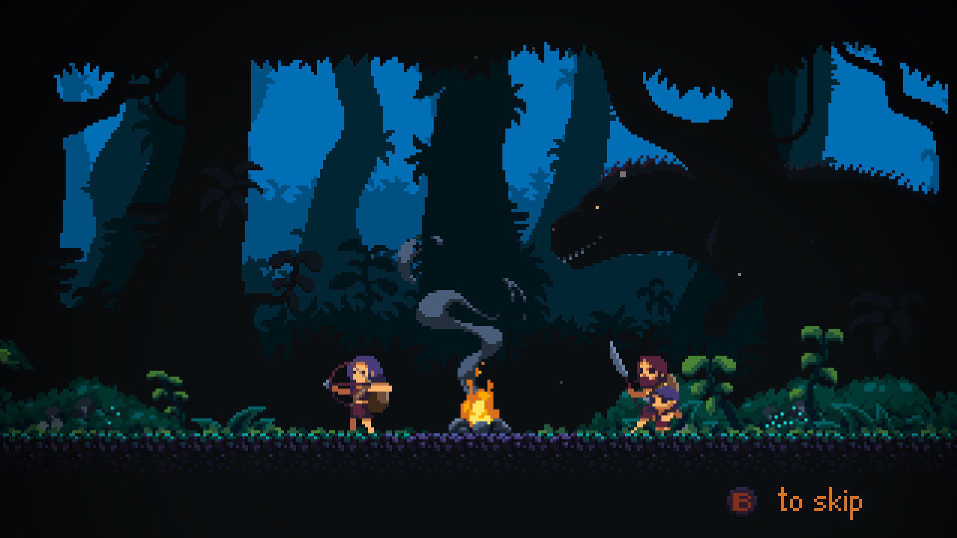 A tyrannosaurus rex stalking the family in the background