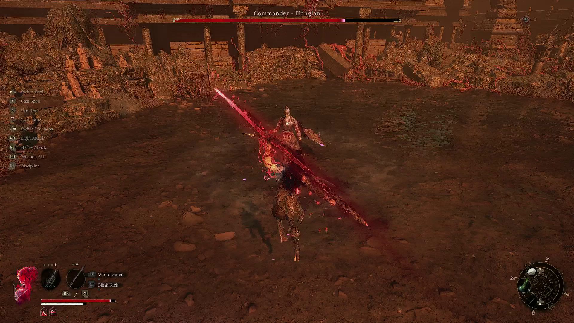 Wuchang uses a spell against Commander - Honglan.
