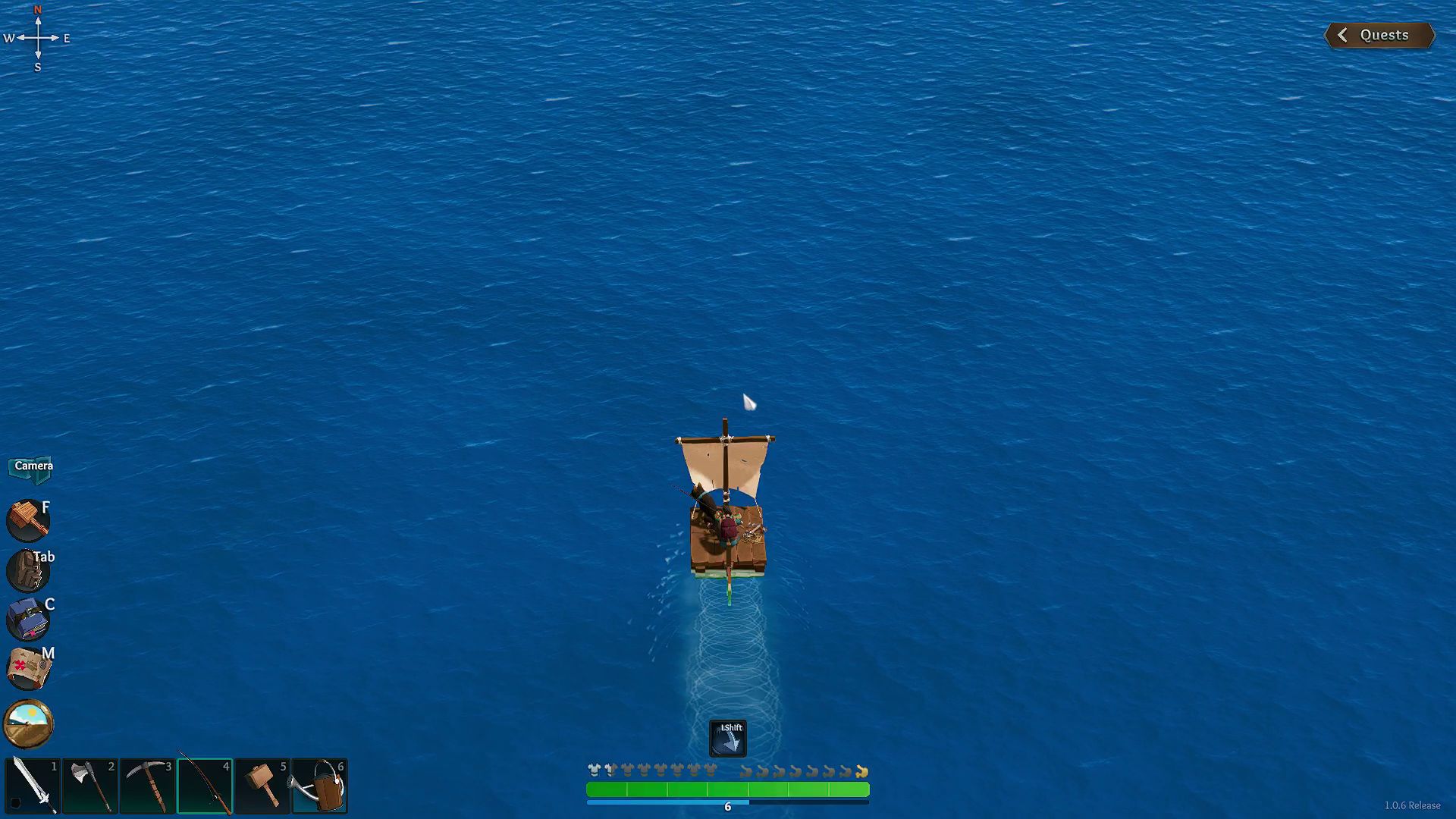 4 The player is traveling on a raft in Len's Island.