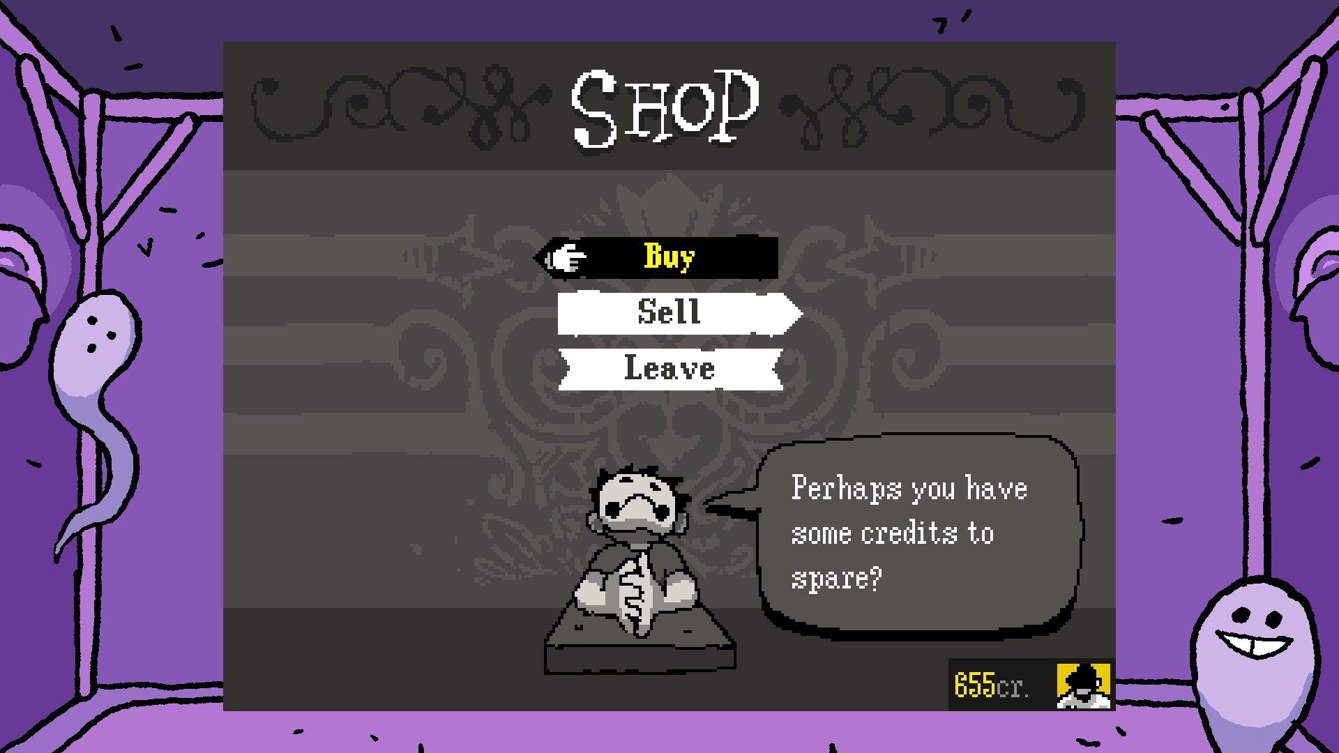 A shop menu