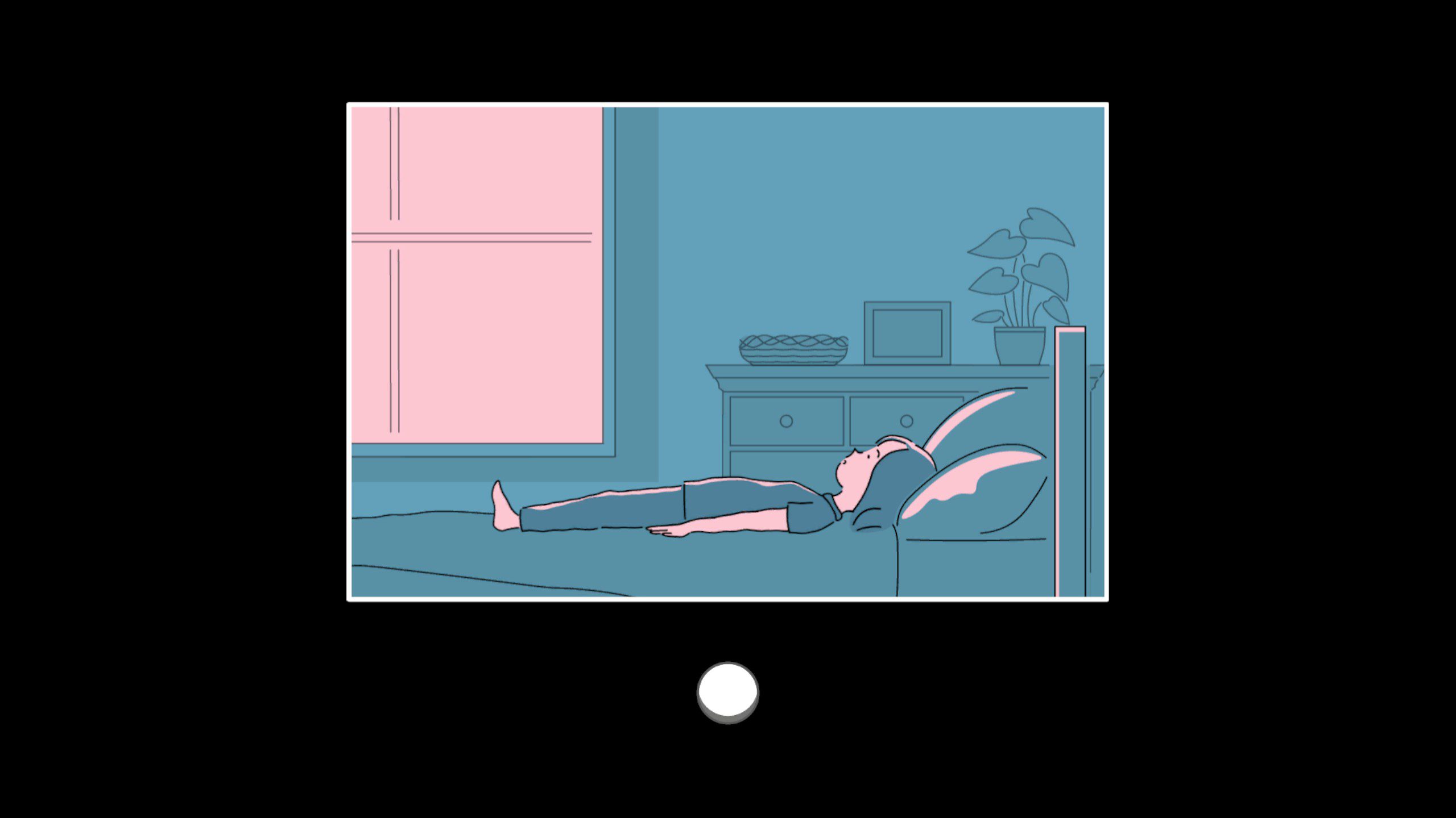 and Roger screenshot showing the protagonist as a child sleeping in the bed.