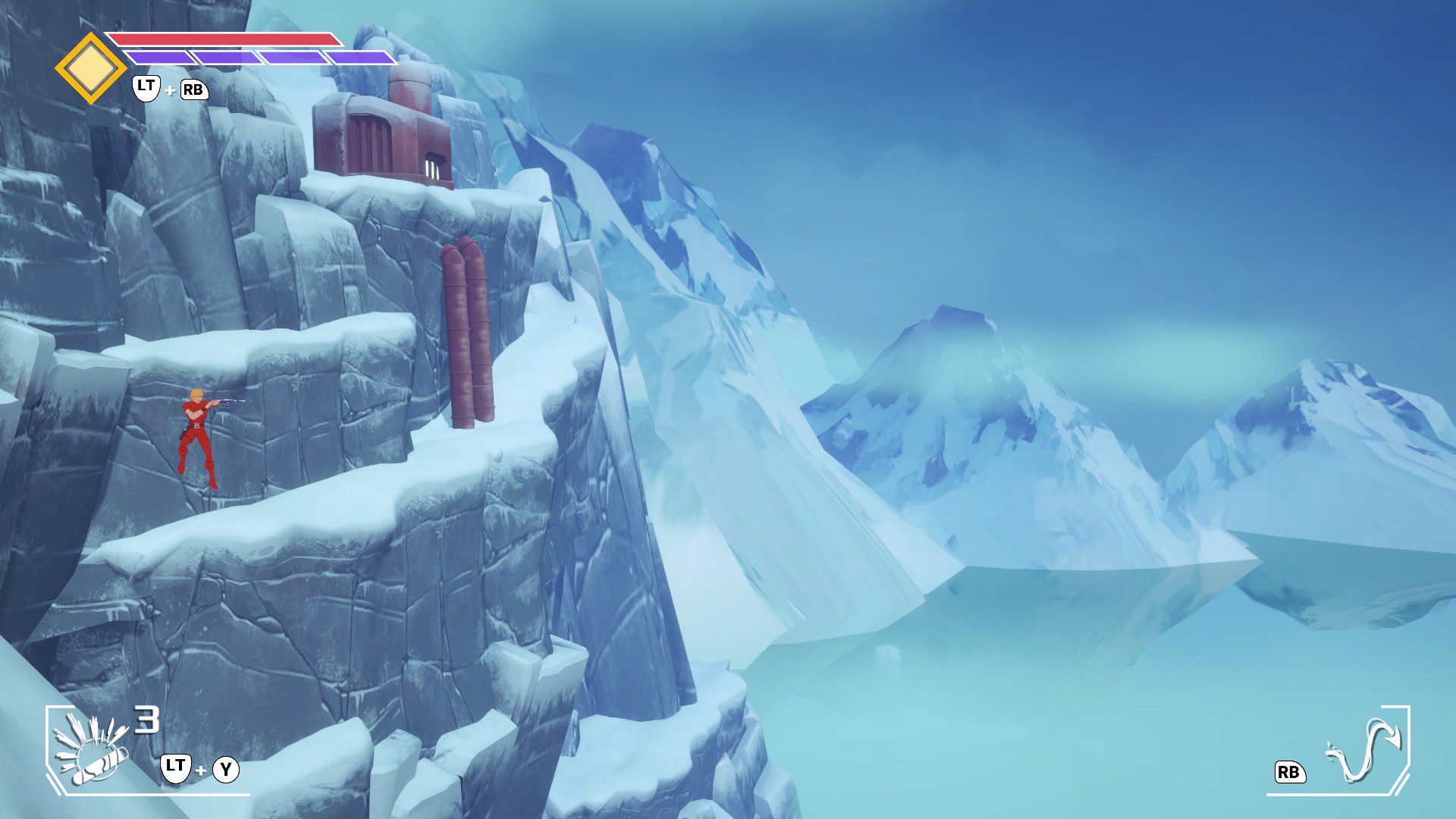 Cobra on the left jumping from a snowy mountain