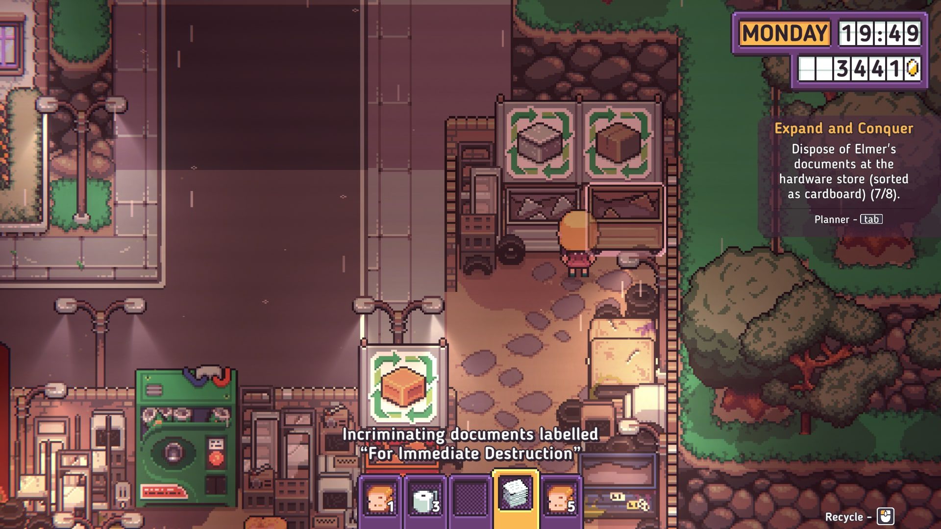 The recycle station is shown in Discounty.