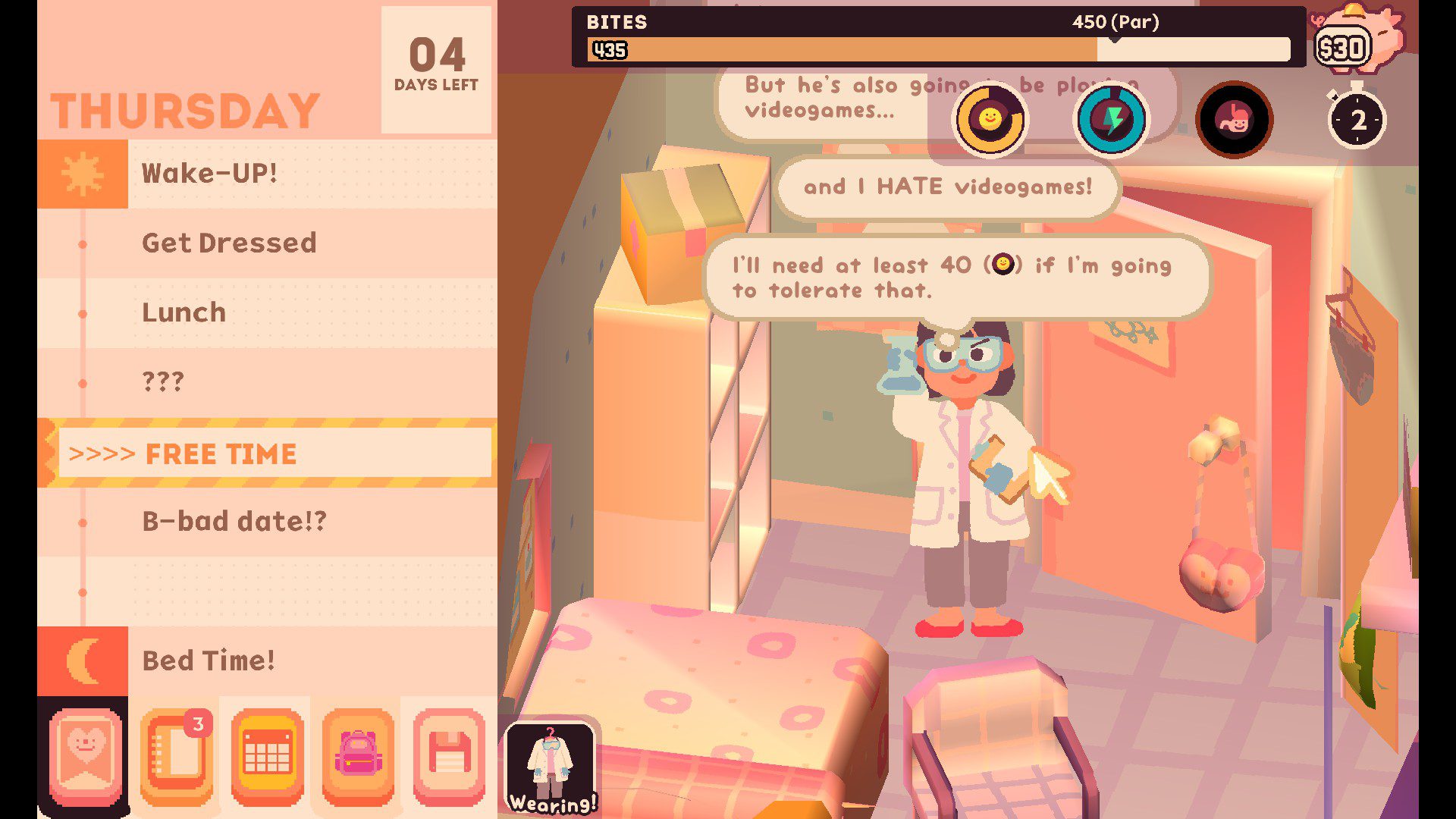 Jenny describing that she'll need a high mood to go watch her boyfriend play video games because she hates video games